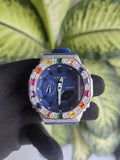 Custom Iced Out Watch: VVS Moissanite, Rainbow Dial by Silvoura