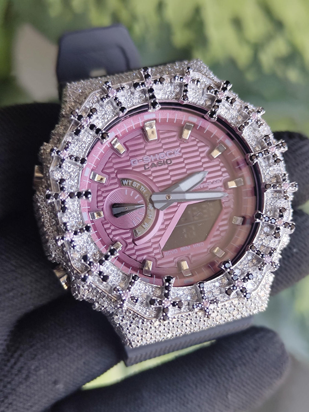 Custom Iced Out Watch: VVS Moissanite Cross Pattern Design by silvoura
