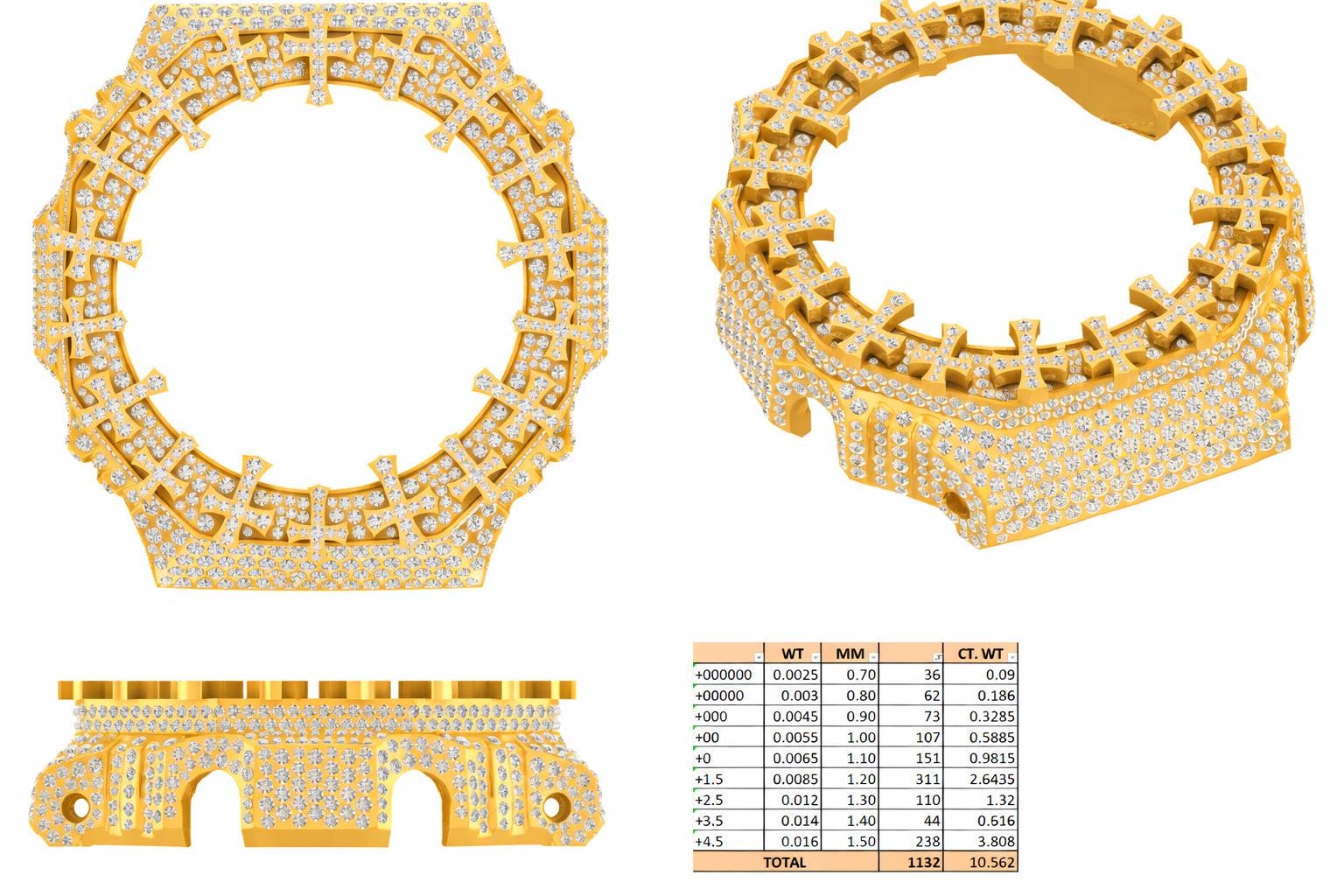 Custom Iced Out Watch: VVS Moissanite Cross Pattern Design by silvoura