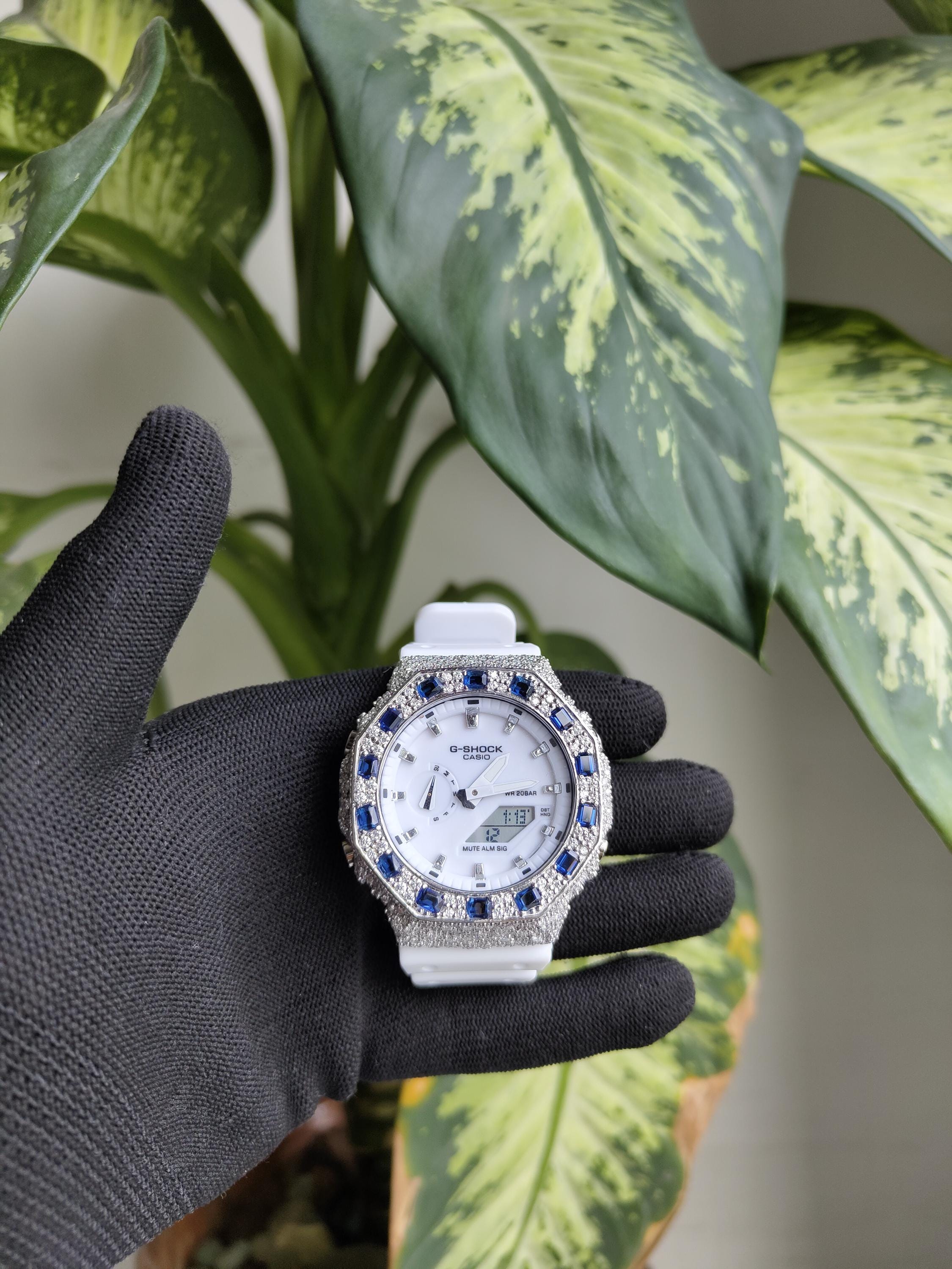 Custom Iced Out Moissanite Watch : White Dial by Silvoura