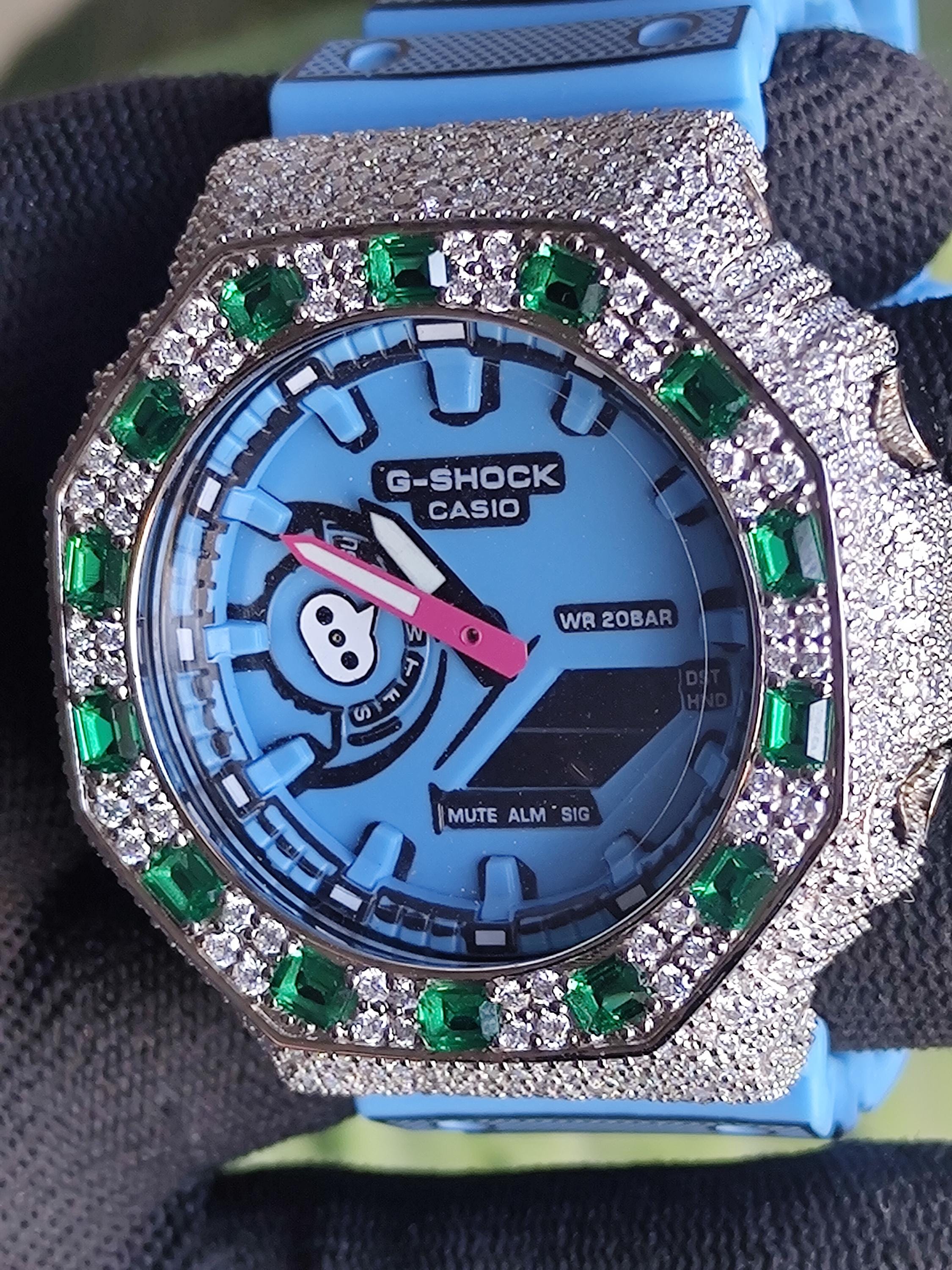 Custom Iced Out Watch: VVS Moissanite, GREEN Dial by Silvoura