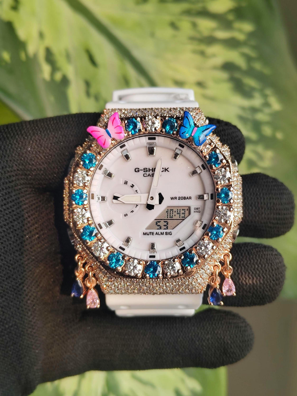 Custom Iced Out Butterfly Moissanite Watch