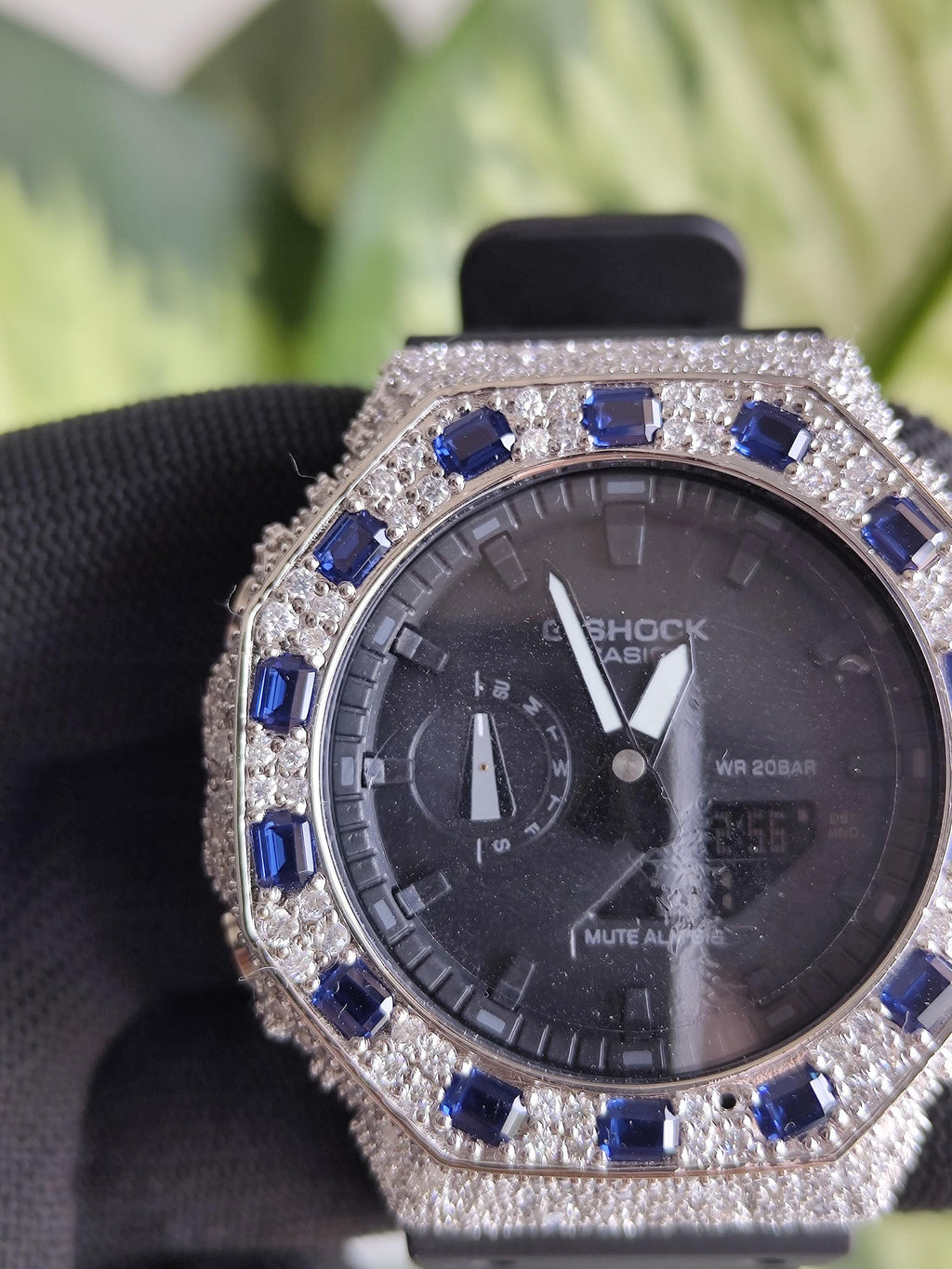 Custom Iced Out Watch: VVS Moissanite, Blue Dial by Silvoura