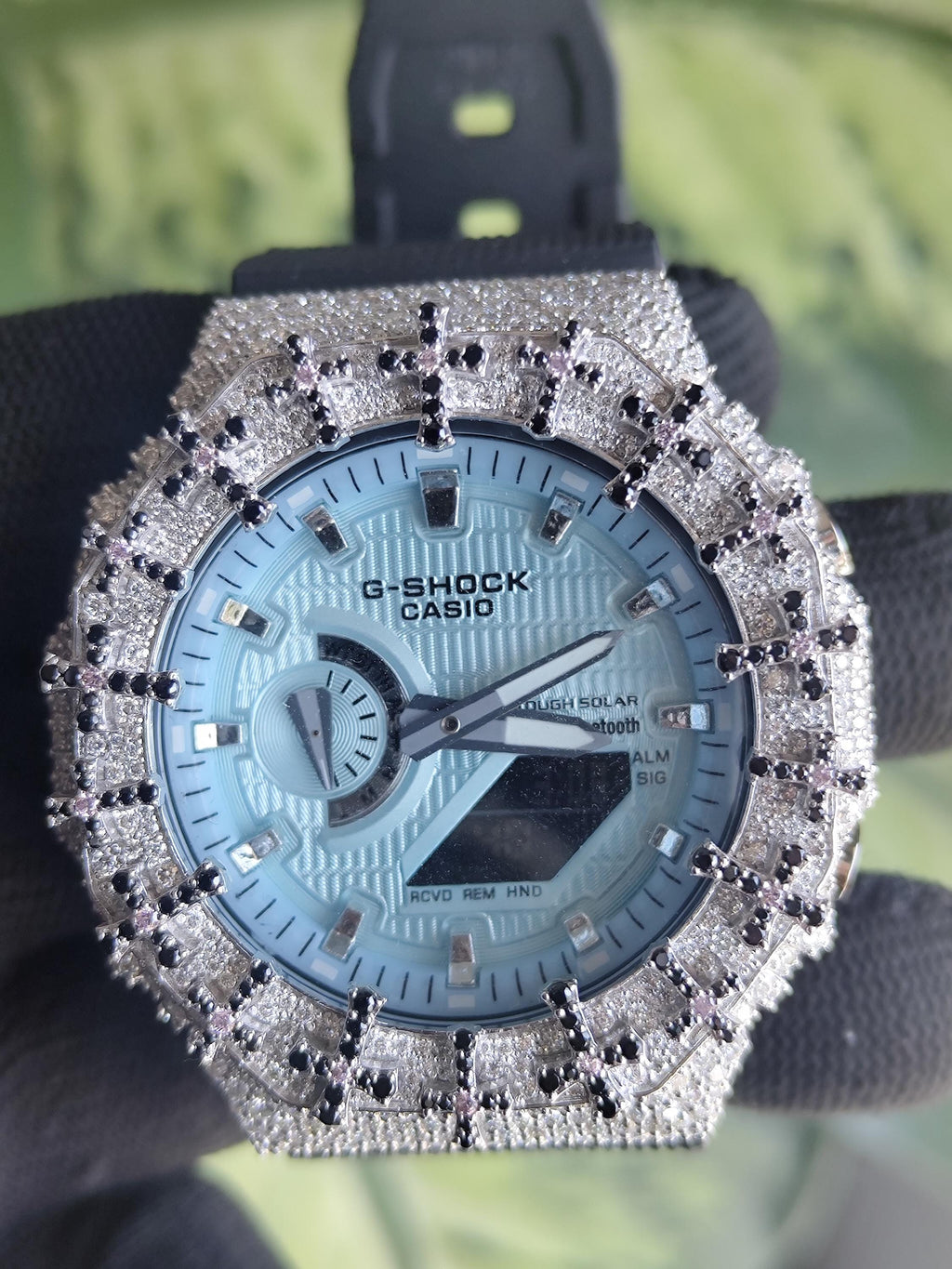 Custom Iced Out Watch: VVS Moissanite Cross Pattern Design by silvoura