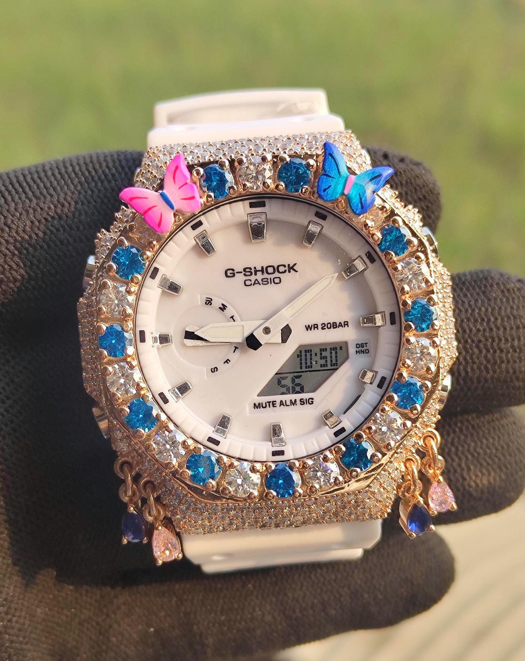 Custom Iced Out Butterfly Moissanite Watch