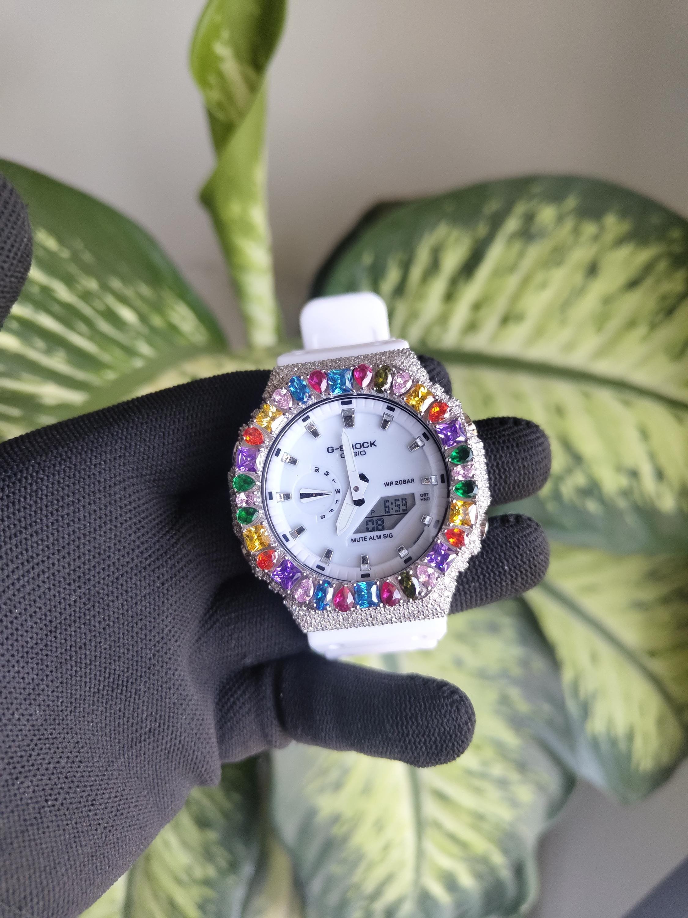 Custom Iced Out Watch: Multicolor Gemstone Luxury Watch Design by silvoura