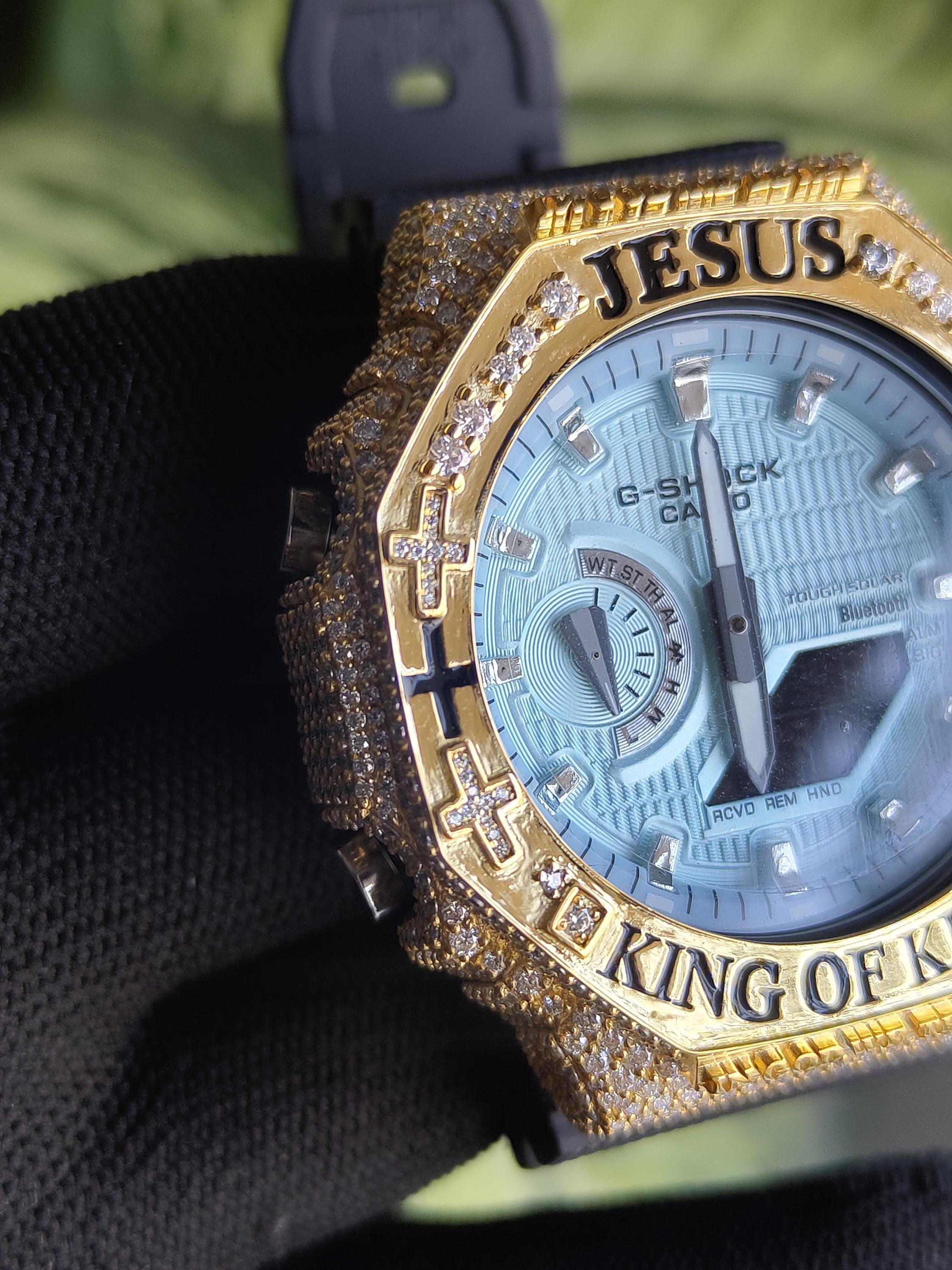 Custom Iced Out Watch: Jesus King of Kings name Luxury Watch Design by silvoura