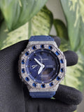 Custom Iced Out Watch: VVS Moissanite, Blue Dial by Silvoura