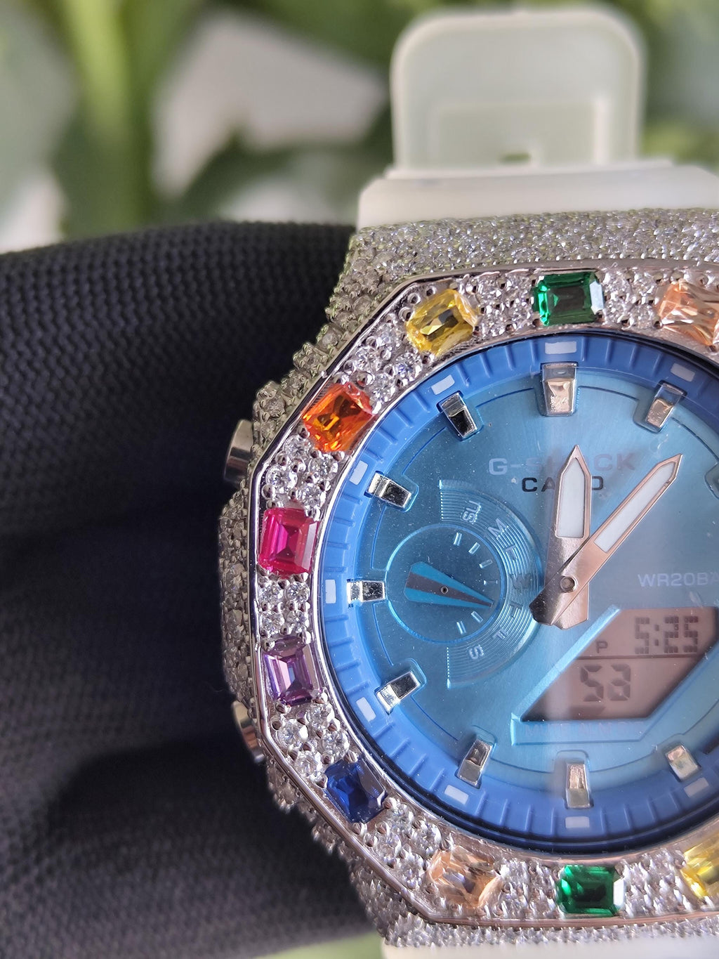 Custom Iced Out Watch: VVS Moissanite, Rainbow Dial by Silvoura