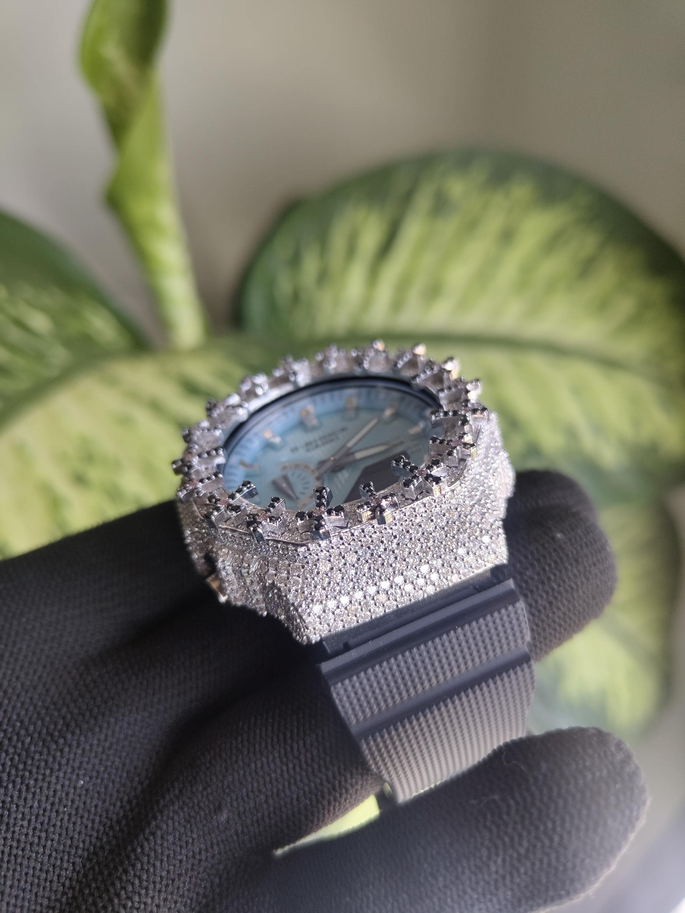 Custom Iced Out Watch: VVS Moissanite Cross Pattern Design by silvoura
