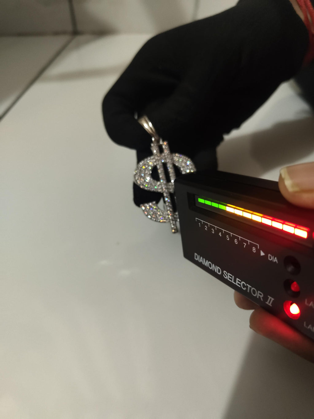 Moissanite Dollar sign Pendant - Handmade 925 Sterling Silver