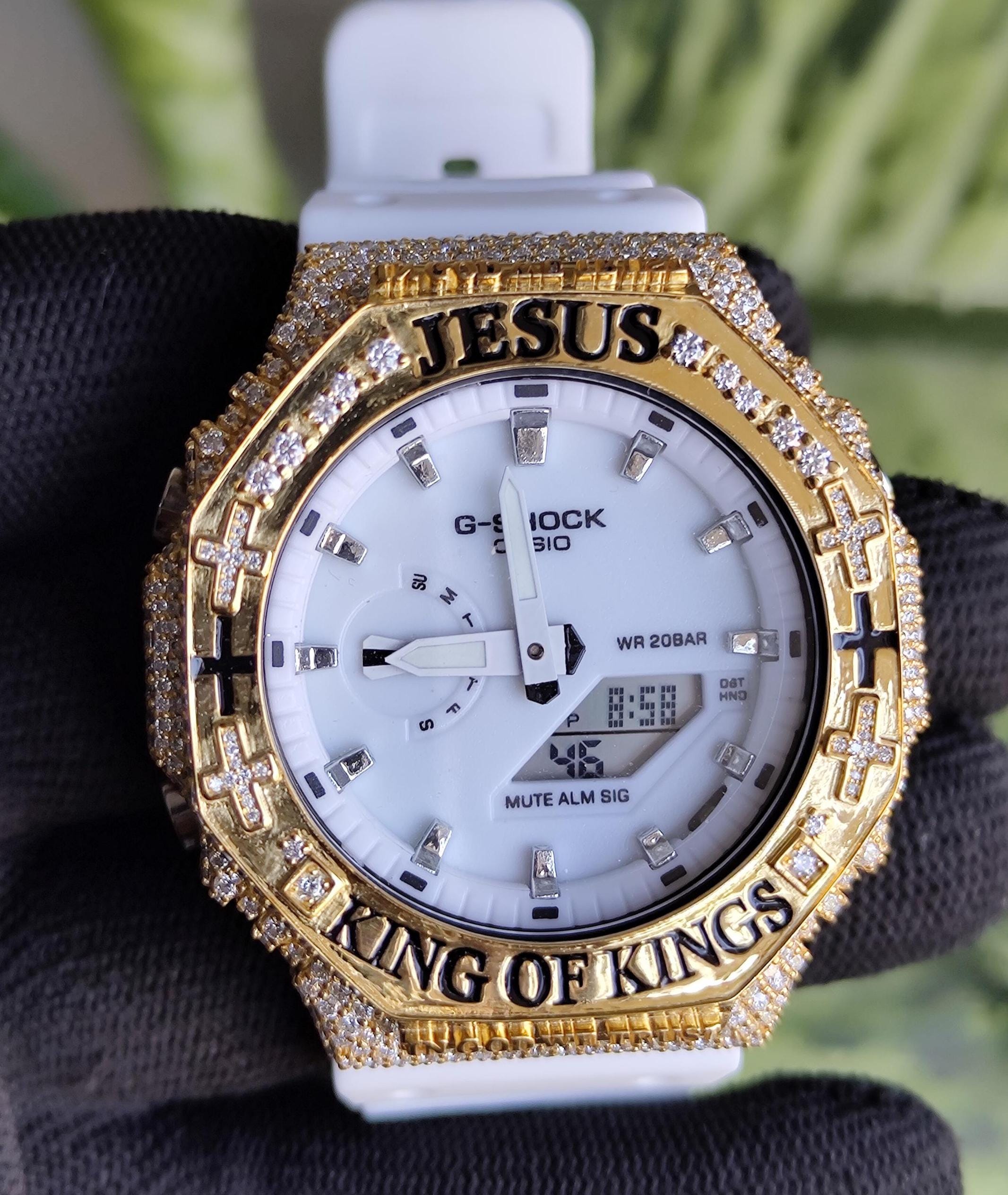 Custom Iced Out Watch: Jesus King of Kings name Luxury Watch Design by silvoura