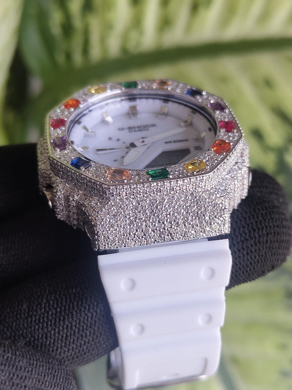 Custom Iced Out Watch: VVS Moissanite, Rainbow Dial by Silvoura