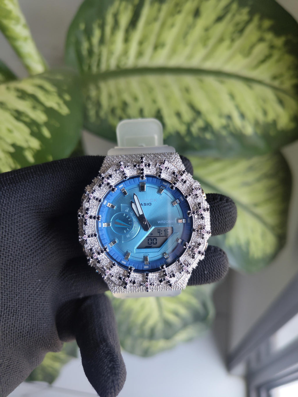 Custom Iced Out Watch: VVS Moissanite Cross Pattern Design by silvoura