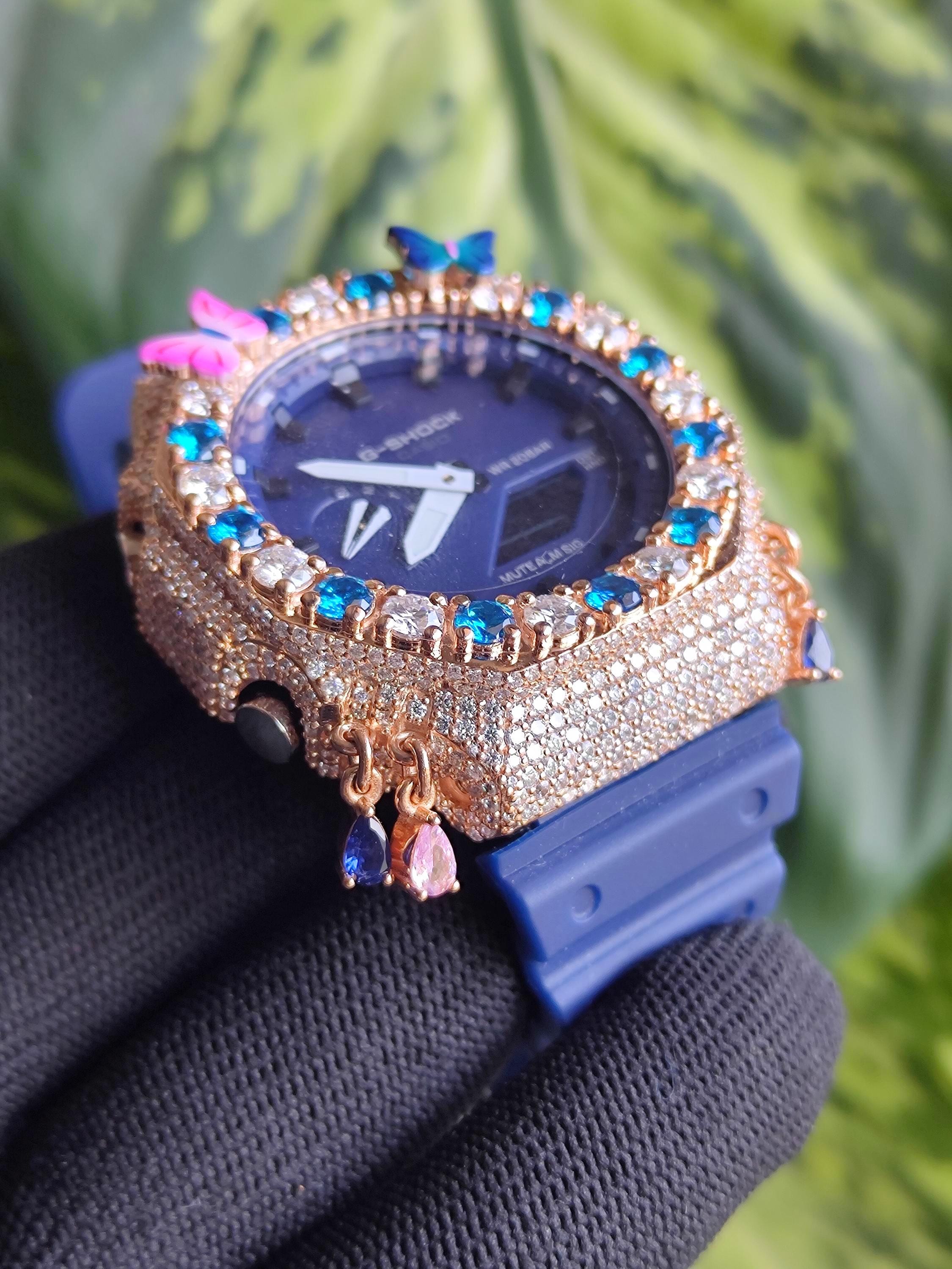 Custom Iced Out Watch: VVS Moissanite, Blue Dial by Silvoura