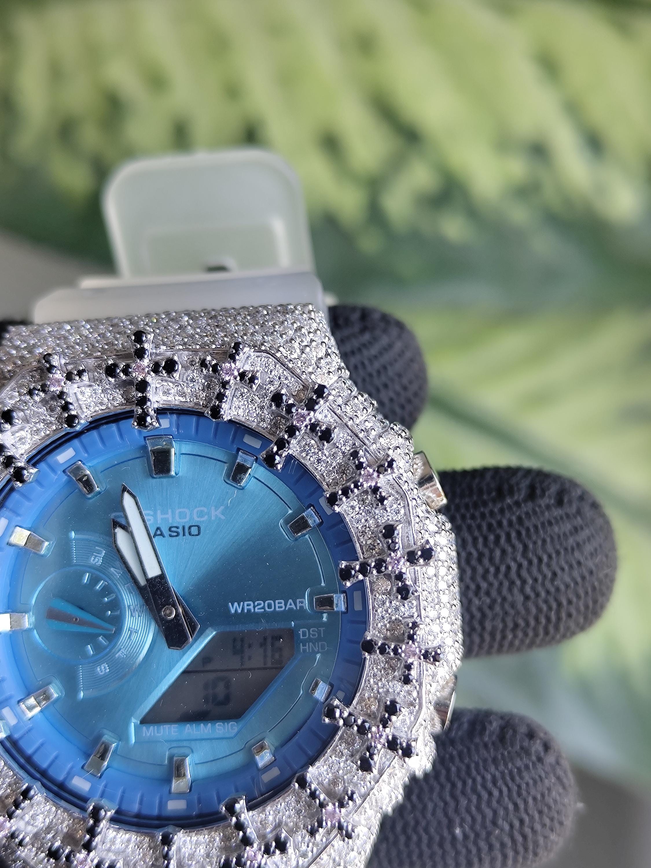 Custom Iced Out Watch: VVS Moissanite Cross Pattern Design by silvoura