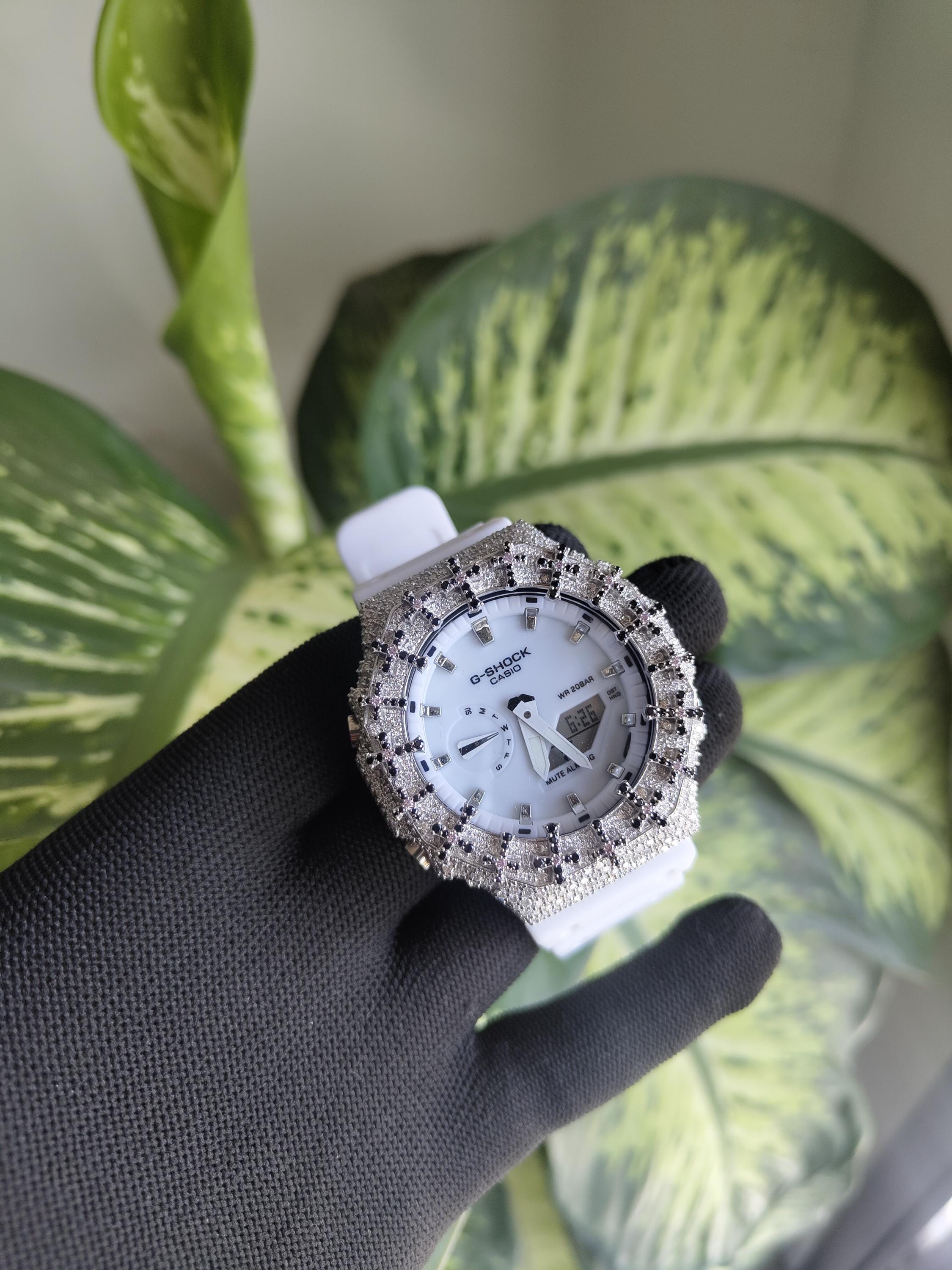 Custom Iced Out Watch: VVS Moissanite Cross Pattern Design by silvoura