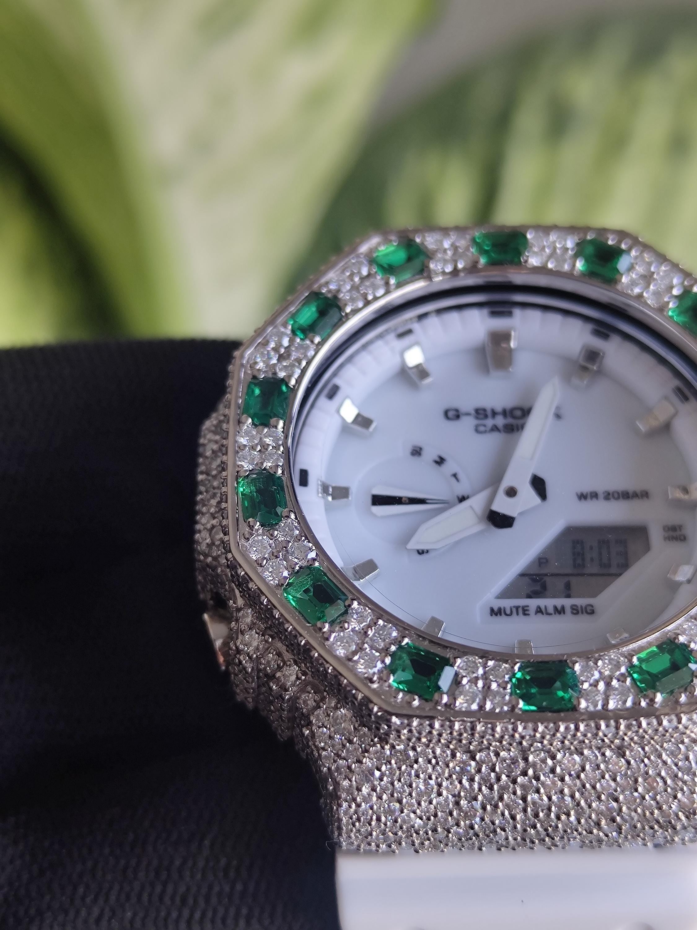 Custom Iced Out Watch: VVS Moissanite, GREEN Dial by Silvoura