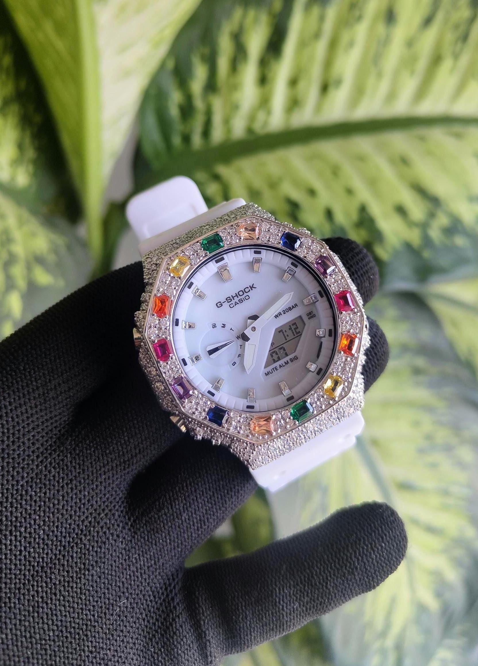 Custom Iced Out Watch: VVS Moissanite, Rainbow Dial by Silvoura