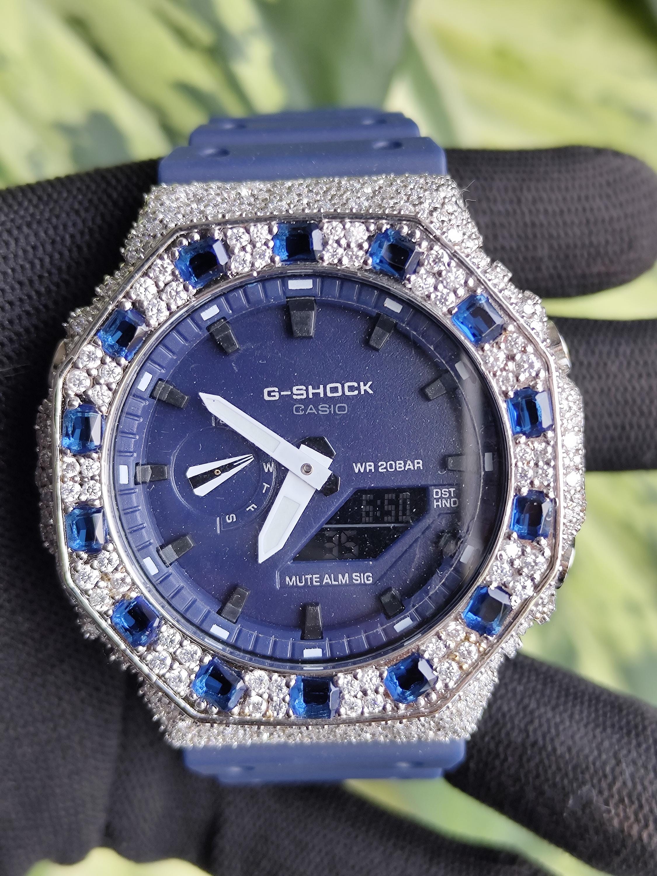 Custom Iced Out Watch: VVS Moissanite, Blue Dial by Silvoura