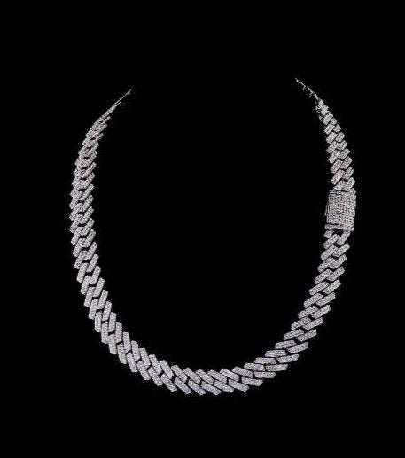 Iced Out Moissanite Cuban Link Chain - Sterling Silver Bling Necklace