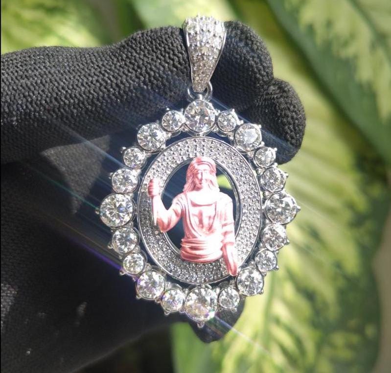 Iced Out Moissanite Jesus Pendant: Rose Gold 925 Sterling Silver Hip Hop Necklace