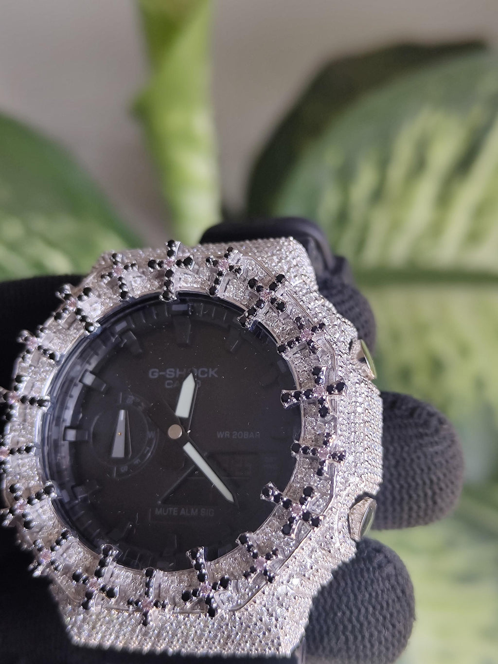 Custom Iced Out Watch: VVS Moissanite Cross Pattern Design by silvoura