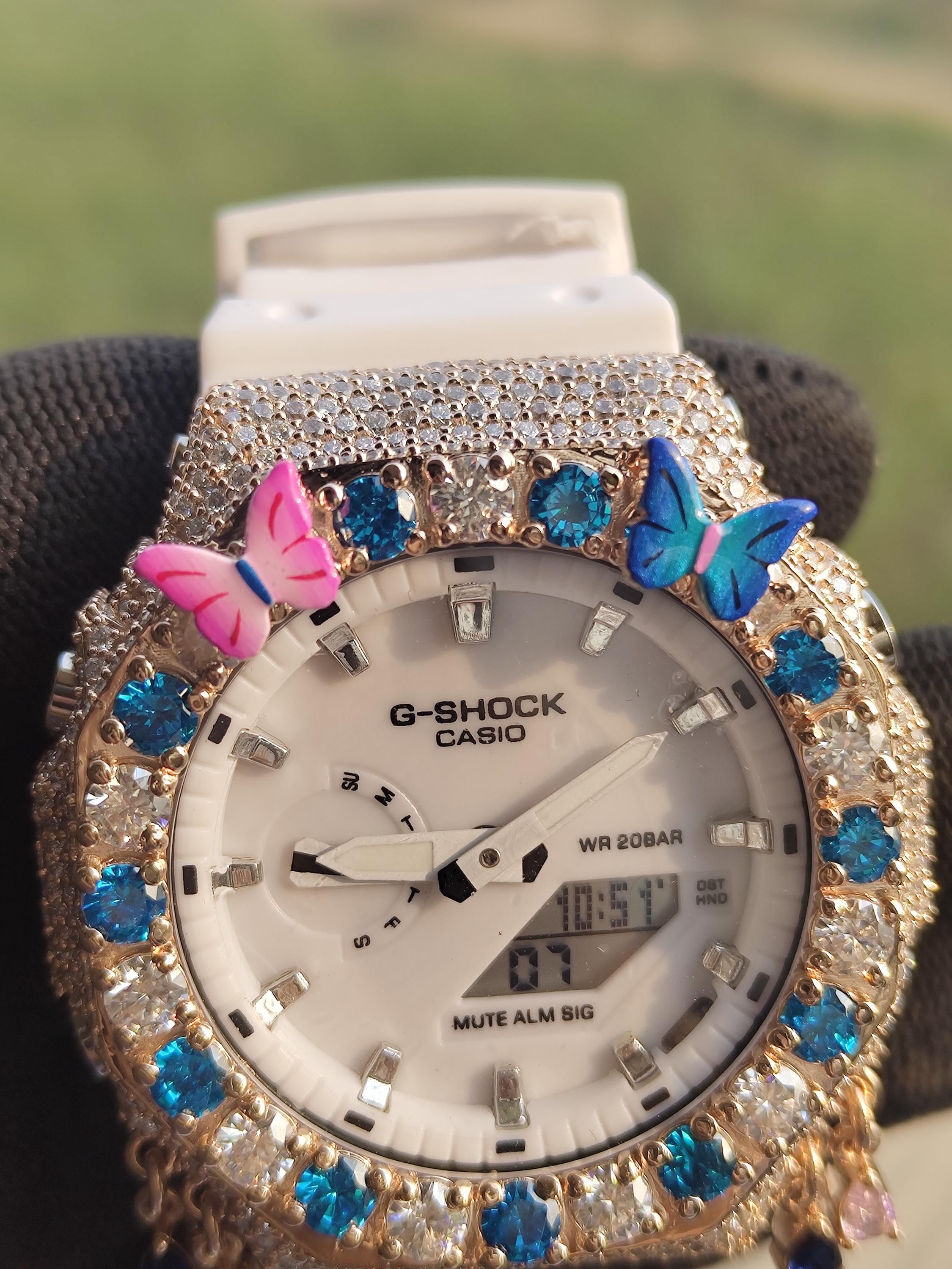 Custom Iced Out Butterfly Moissanite Watch