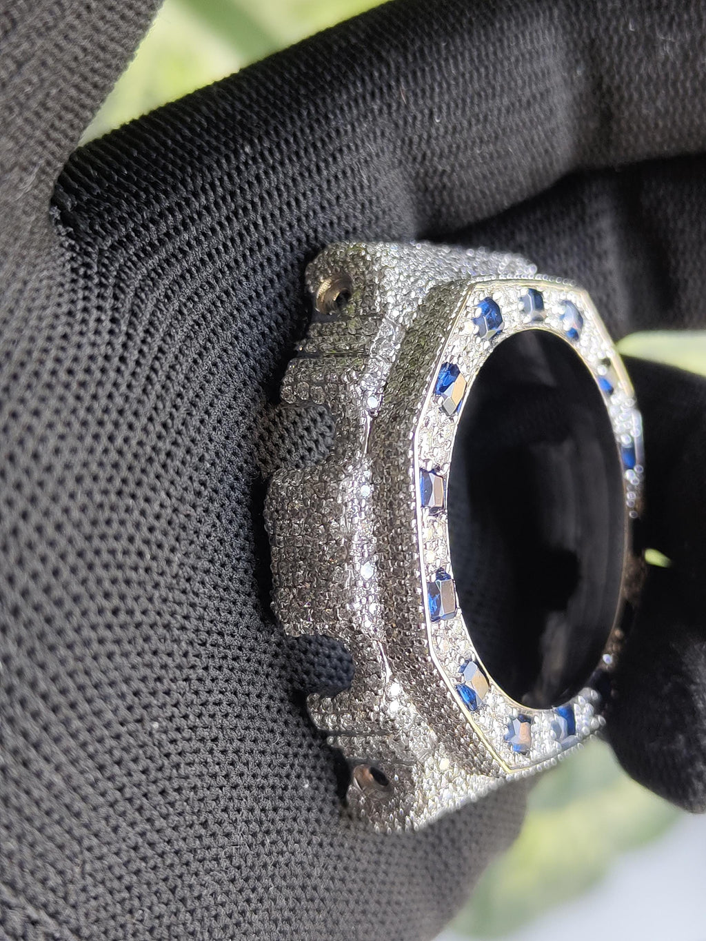 Custom Iced Out  G Shock GA2100 : VVS Moissanite, Blue bezel by Silvoura