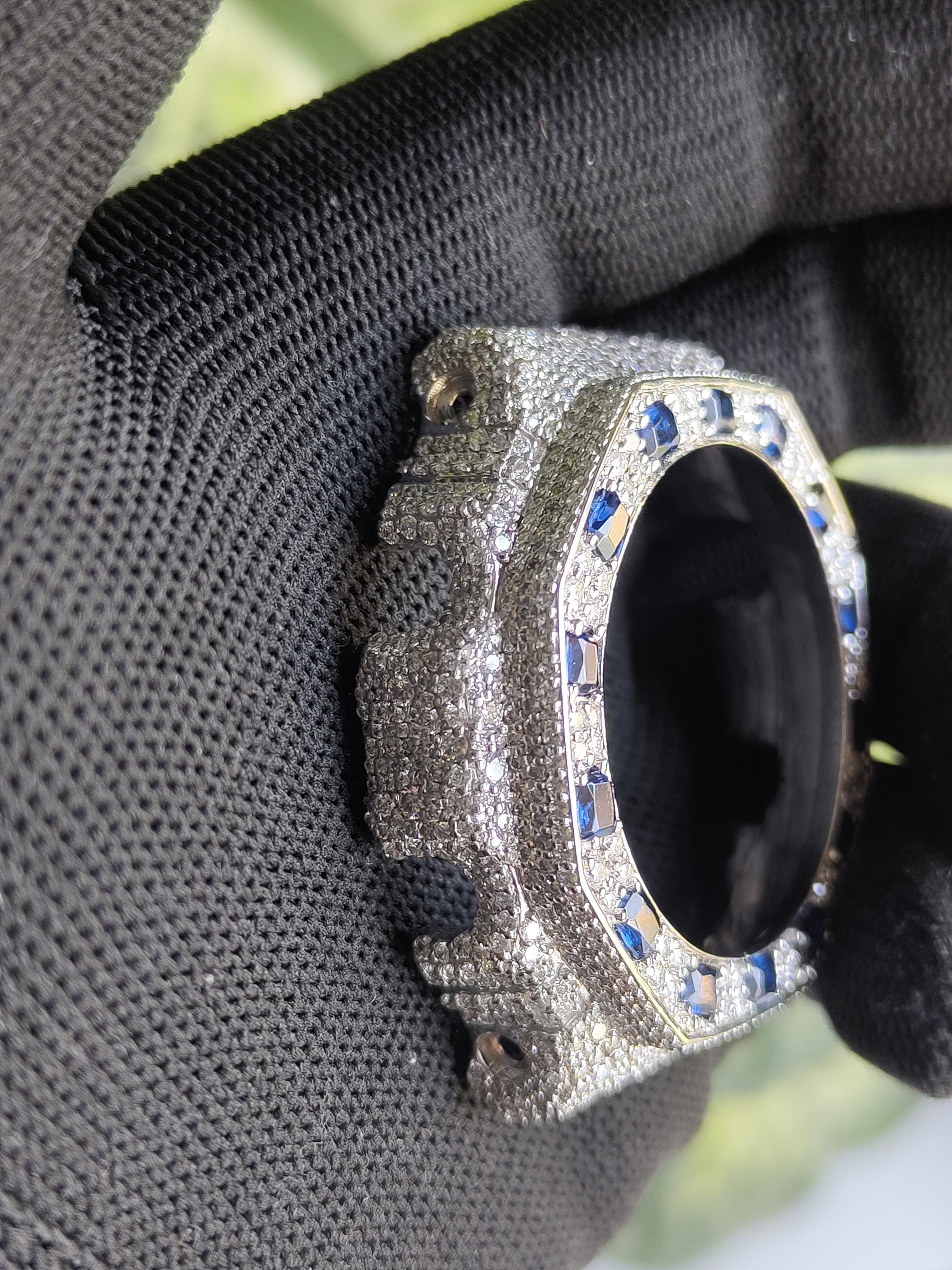 Custom Iced Out  G Shock GA2100 : VVS Moissanite, Blue bezel by Silvoura