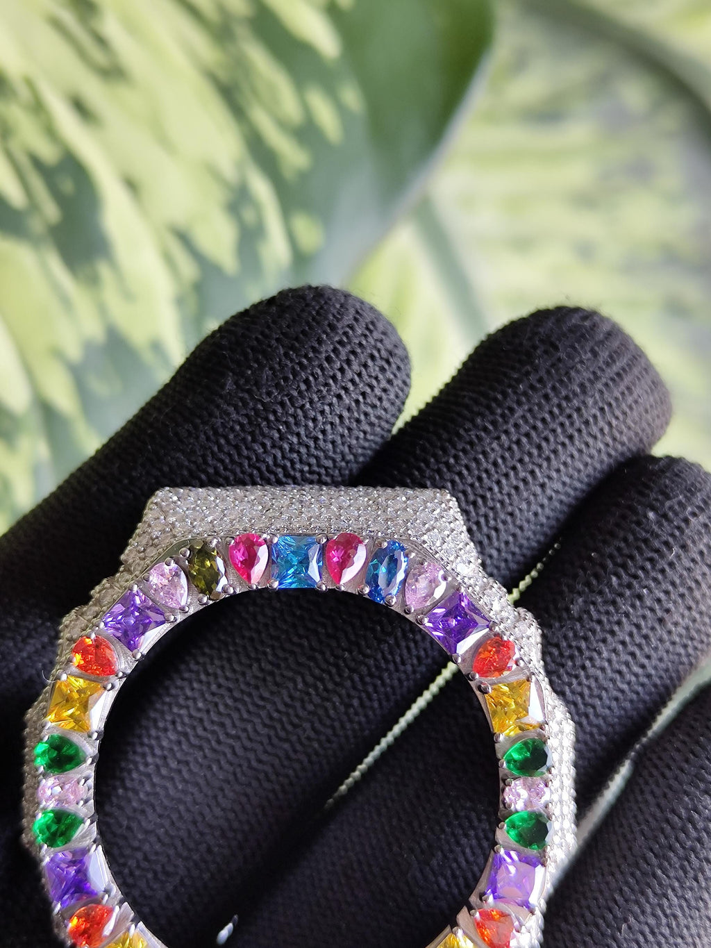Custom Iced Out GA2100 Bezel: VVS Moissanite Multicolor Gemstone Luxury Design