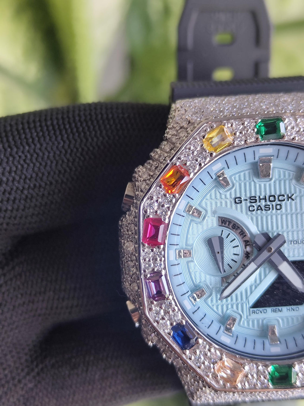 Custom Iced Out Watch: VVS Moissanite, Rainbow Dial by Silvoura