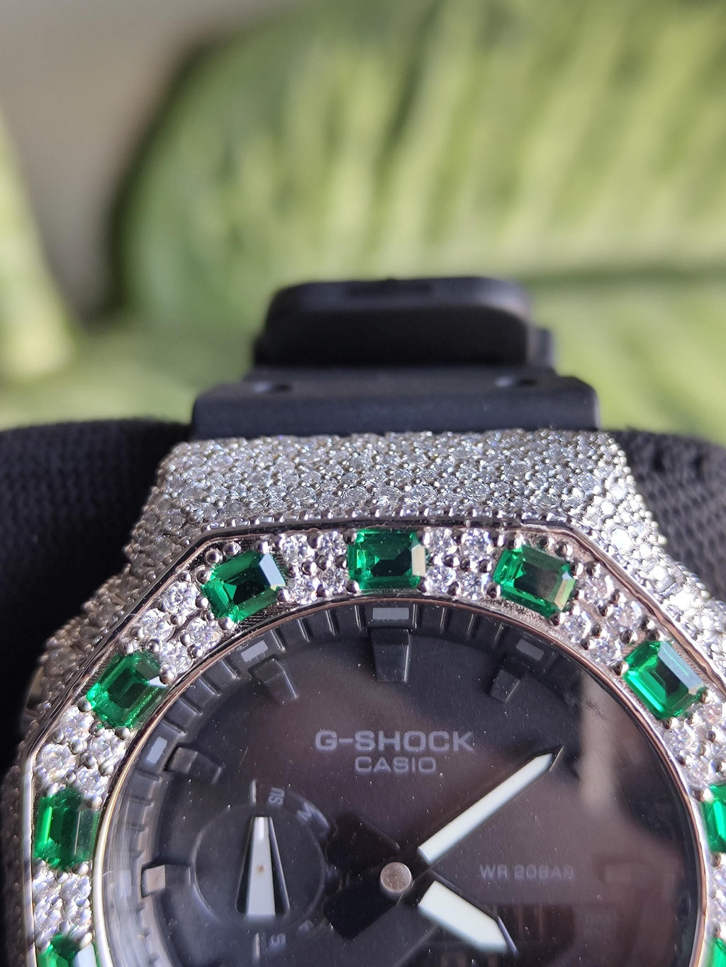Custom Iced Out Watch: VVS Moissanite, GREEN Dial by Silvoura