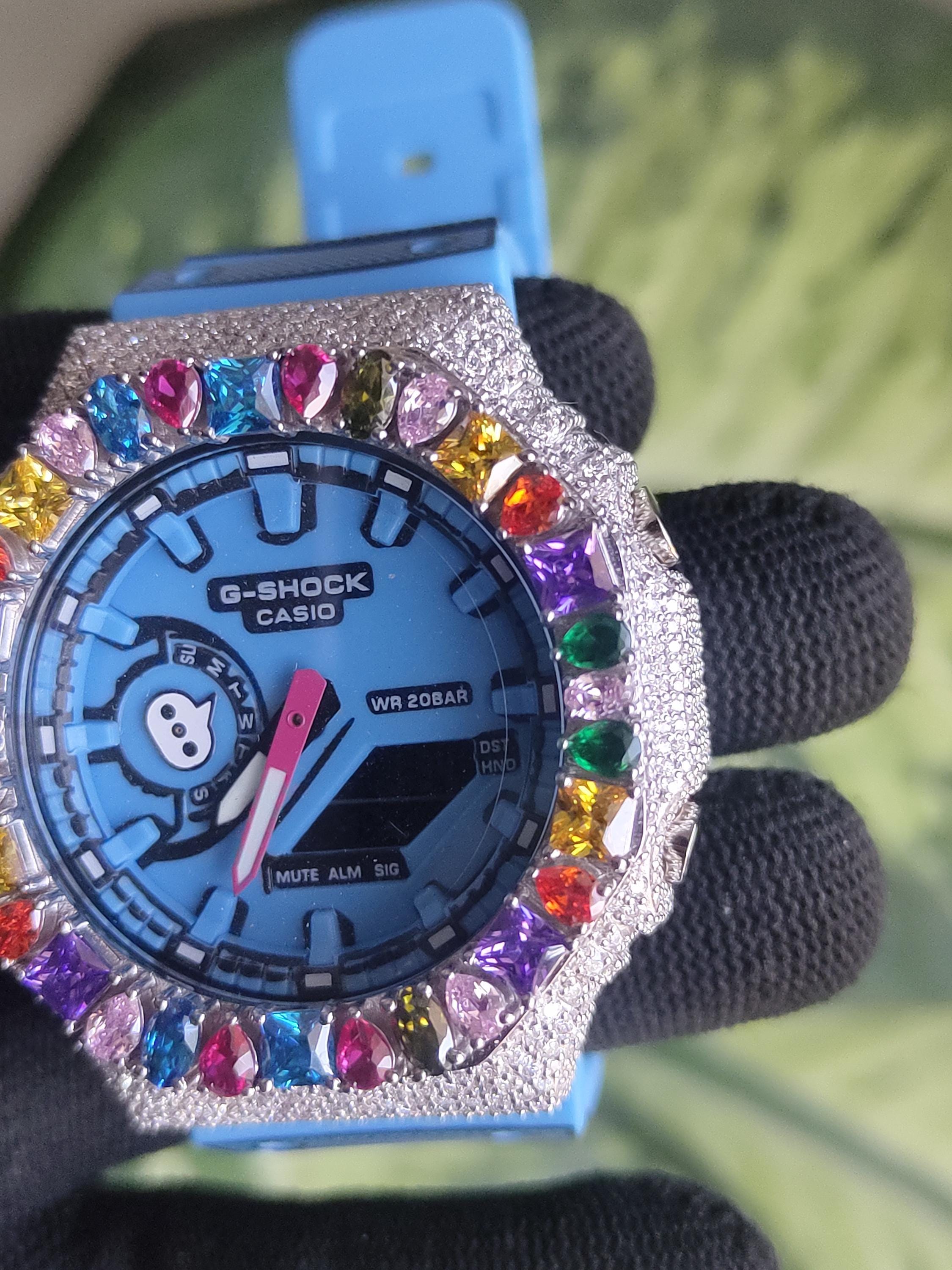 Custom Iced Out Watch: Multicolor Gemstone Luxury Watch Design by silvoura