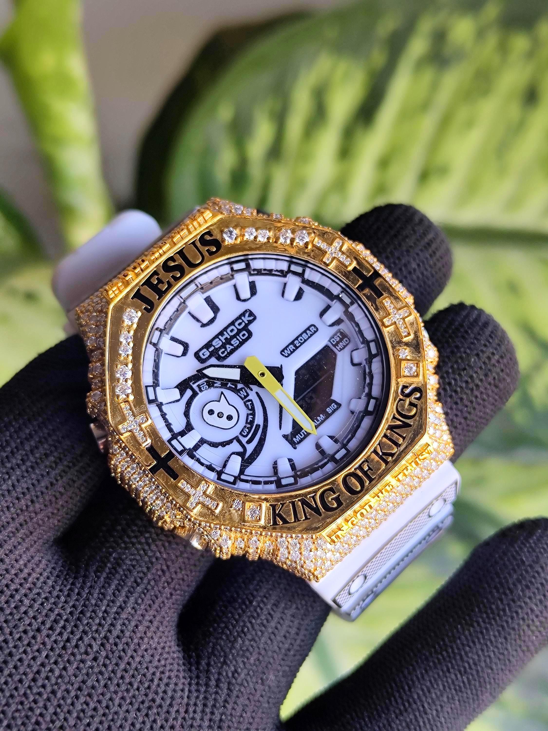 Custom Iced Out Watch: Jesus King of Kings name Luxury Watch Design by silvoura