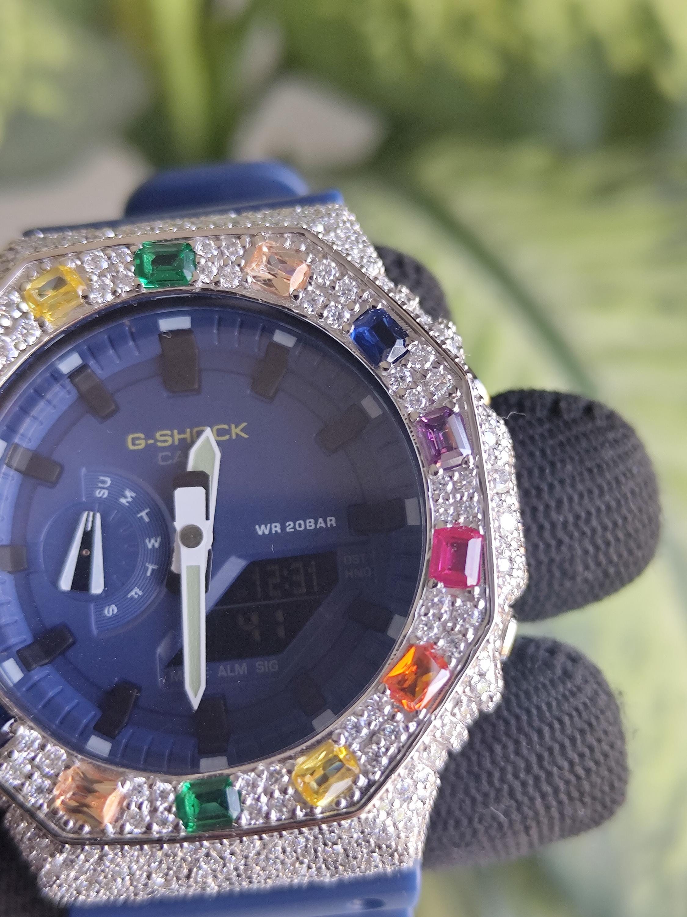 Custom Iced Out Watch: VVS Moissanite, Rainbow Dial by Silvoura