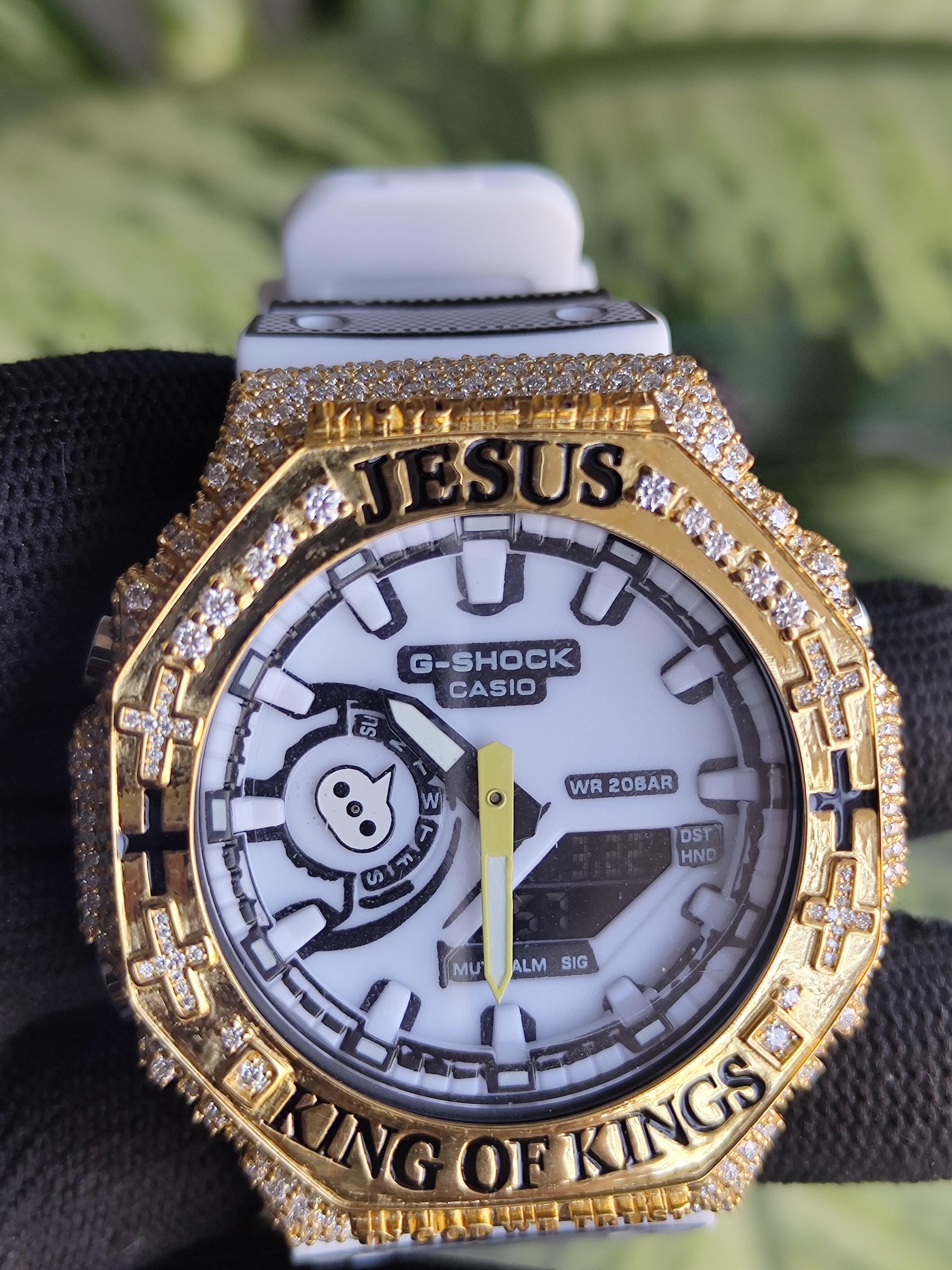 Custom Iced Out Watch: Jesus King of Kings name Luxury Watch Design by silvoura