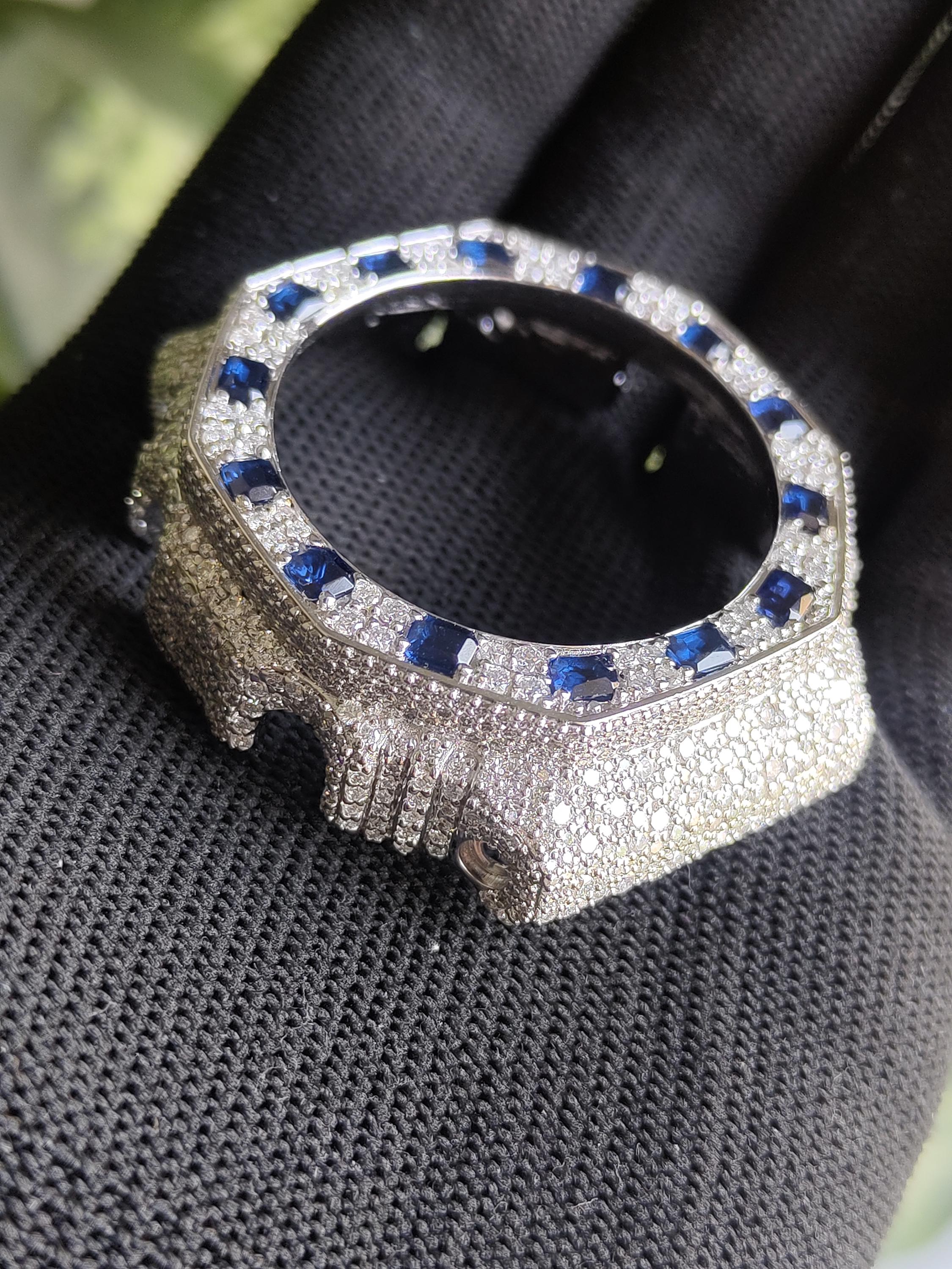 Custom Iced Out  G Shock GA2100 : VVS Moissanite, Blue bezel by Silvoura