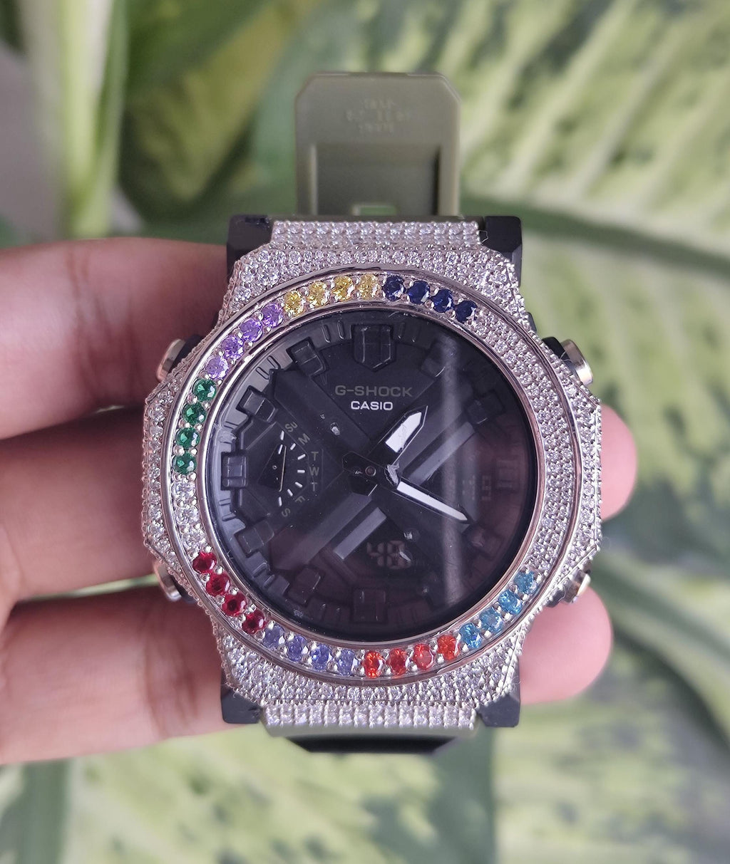 Custom Rainbow Full iced-out Moissanite Watch By Silvoura