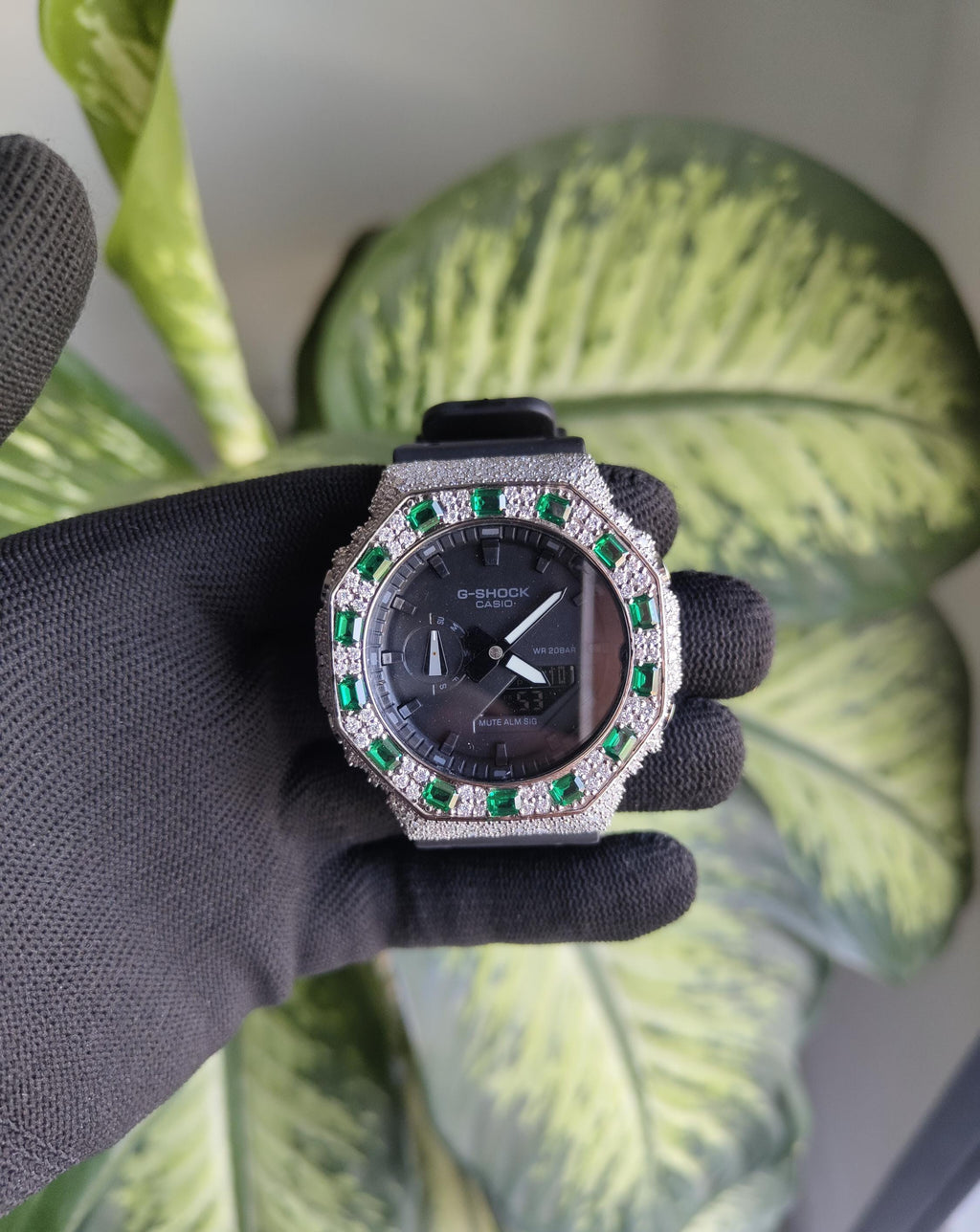 Custom Iced Out Watch: VVS Moissanite, GREEN Dial by Silvoura