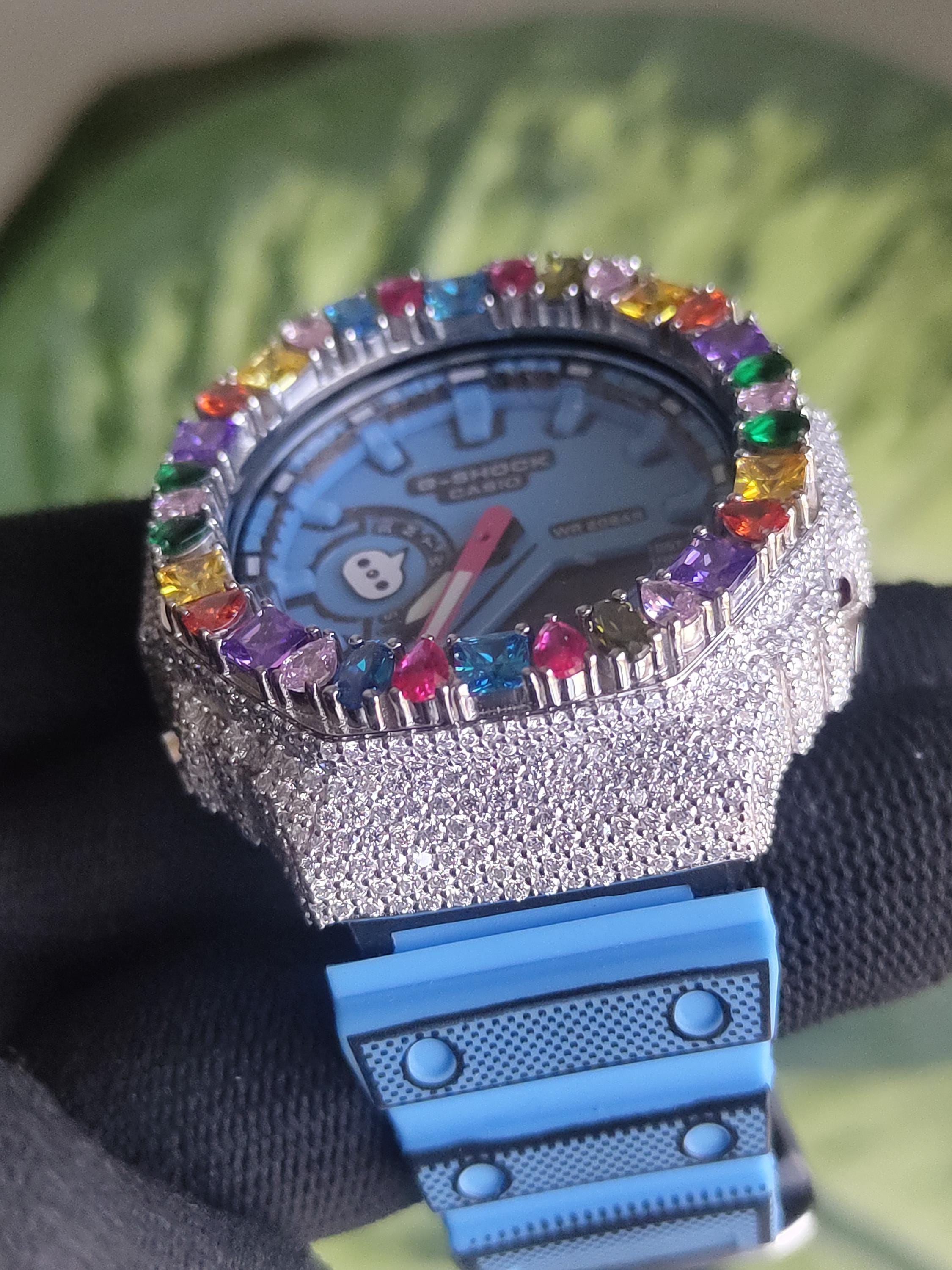 Custom Iced Out Watch: Multicolor Gemstone Luxury Watch Design by silvoura