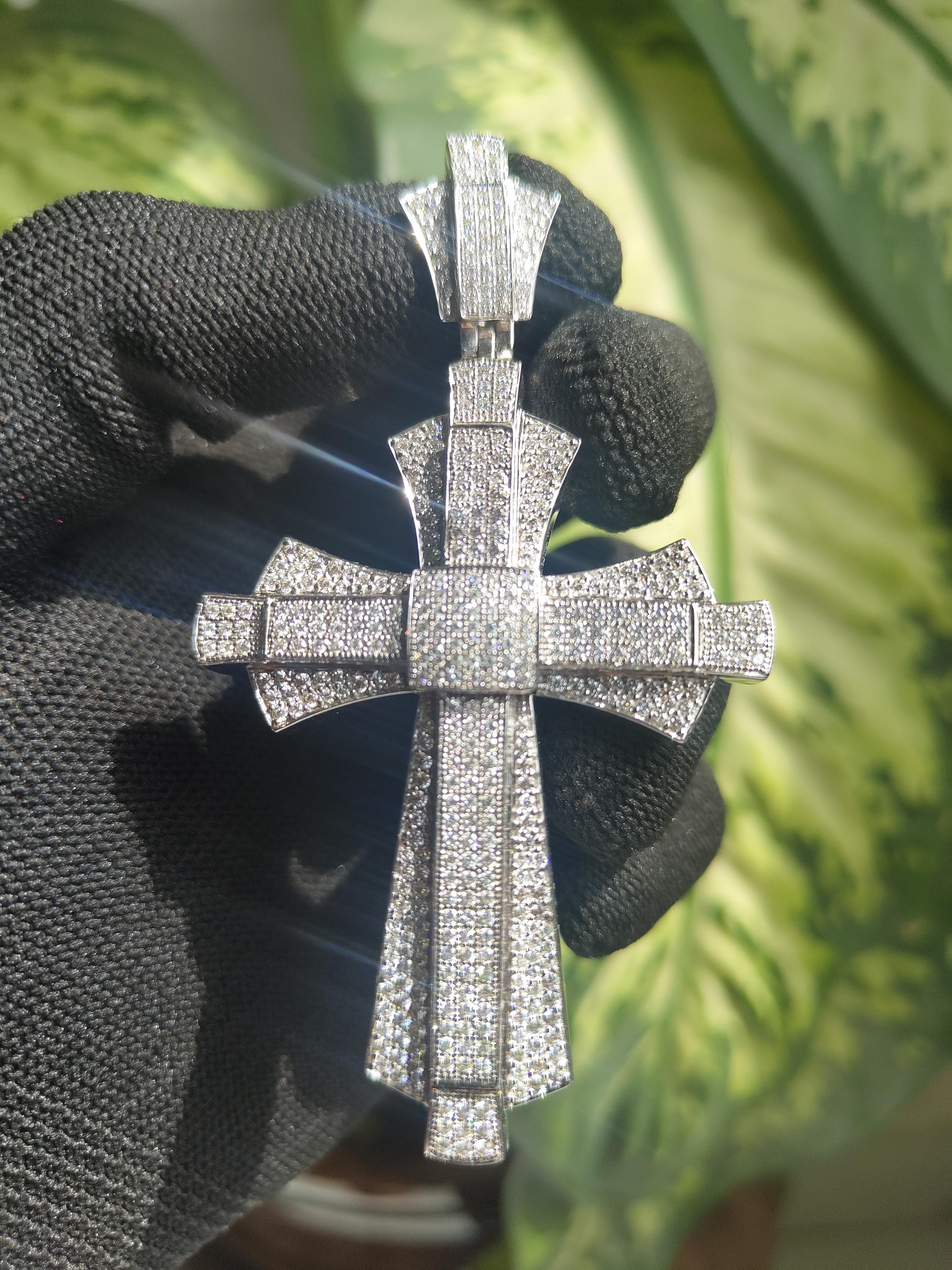 Iced Out Cross Moissanite Pendant : Hip Hop cross