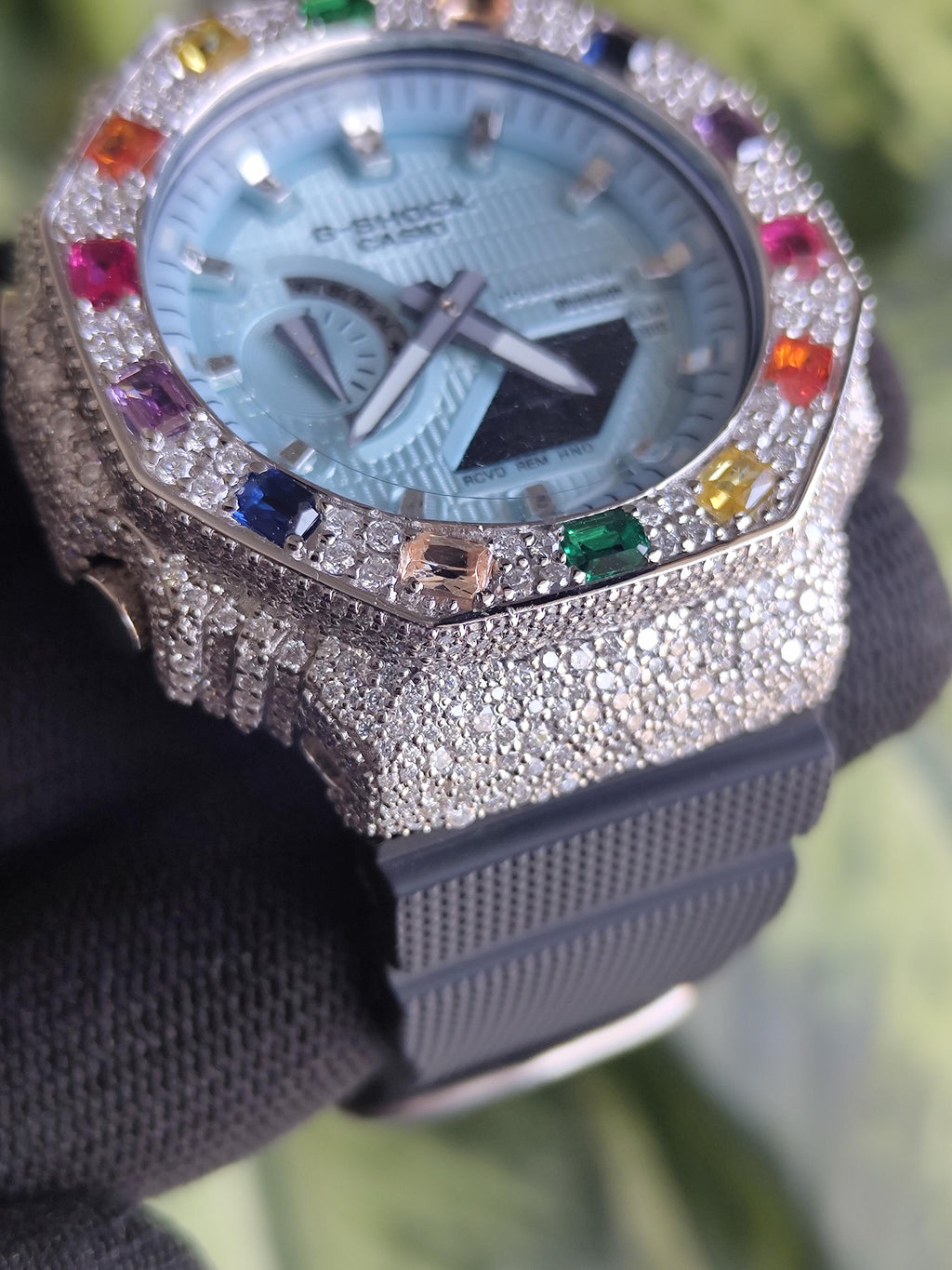 Custom Iced Out Watch: VVS Moissanite, Rainbow Dial by Silvoura