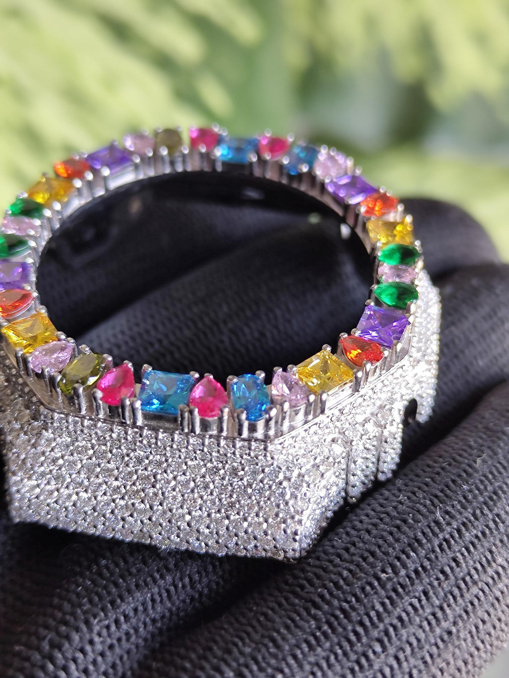 Custom Iced Out GA2100 Bezel: VVS Moissanite Multicolor Gemstone Luxury Design