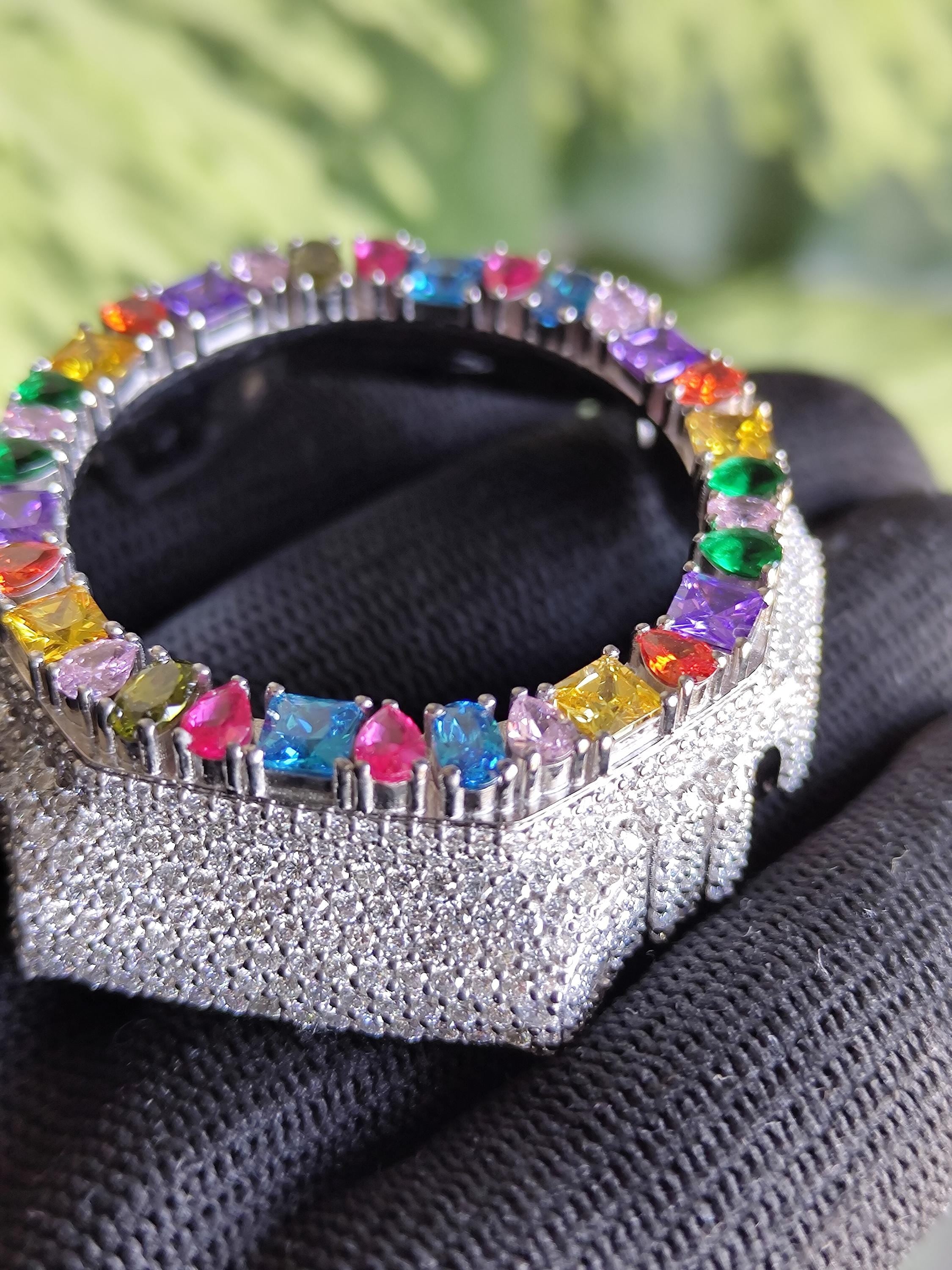 Custom Iced Out GA2100 Bezel: VVS Moissanite Multicolor Gemstone Luxury Design