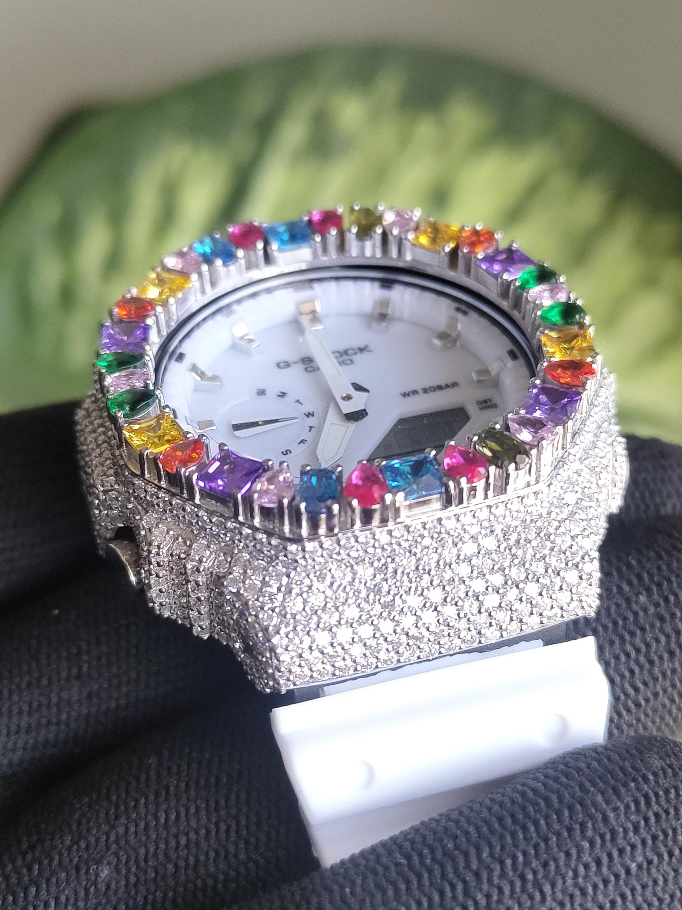 Custom Iced Out Watch: Multicolor Gemstone Luxury Watch Design by silvoura