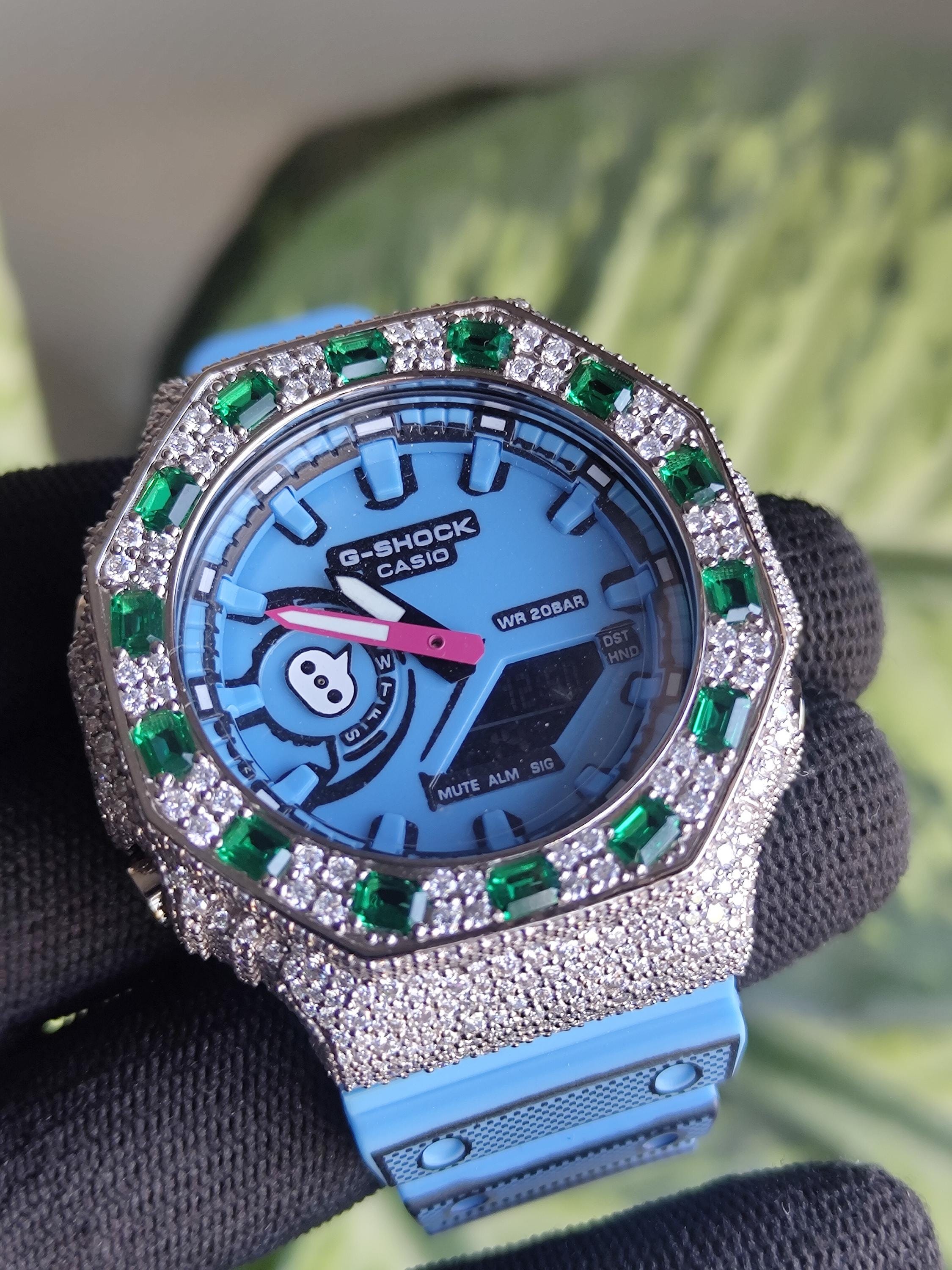 Custom Iced Out Watch: VVS Moissanite, GREEN Dial by Silvoura