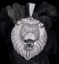 Majestic Lion Head Sterling Silver Moissanite Pendant