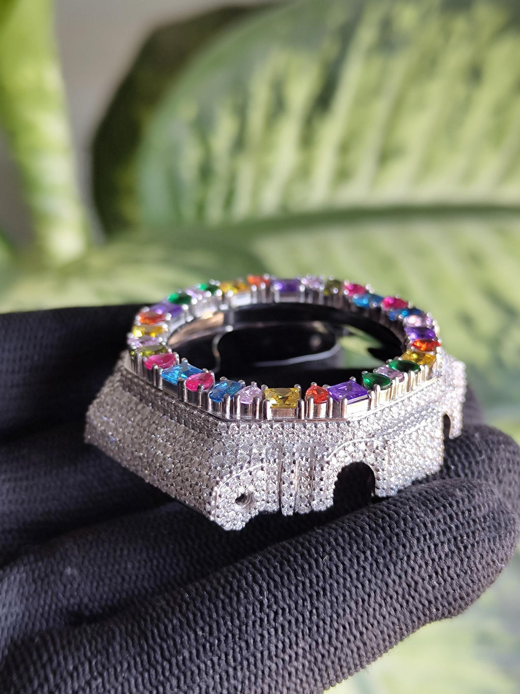 Custom Iced Out GA2100 Bezel: VVS Moissanite Multicolor Gemstone Luxury Design