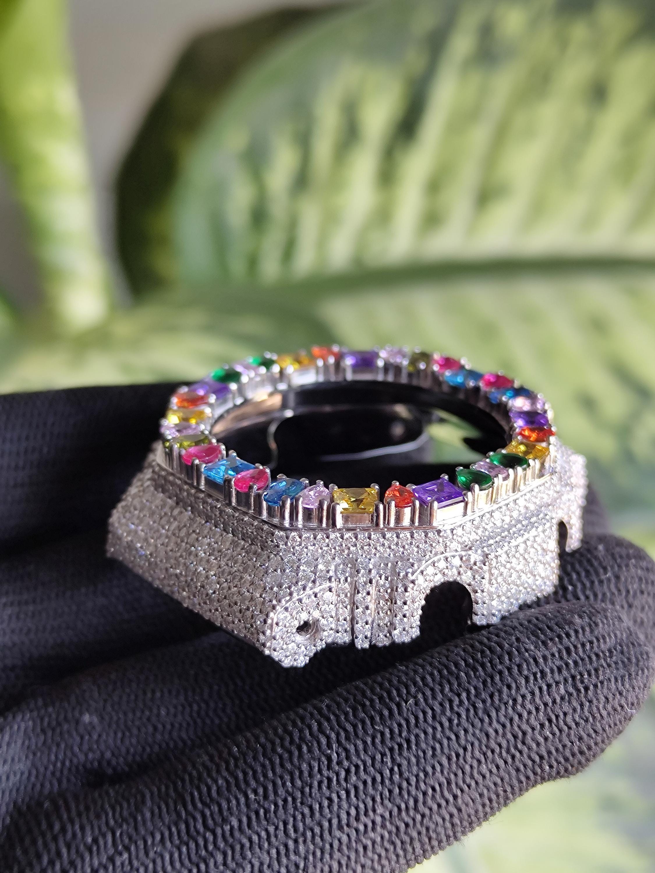 Custom Iced Out GA2100 Bezel: VVS Moissanite Multicolor Gemstone Luxury Design